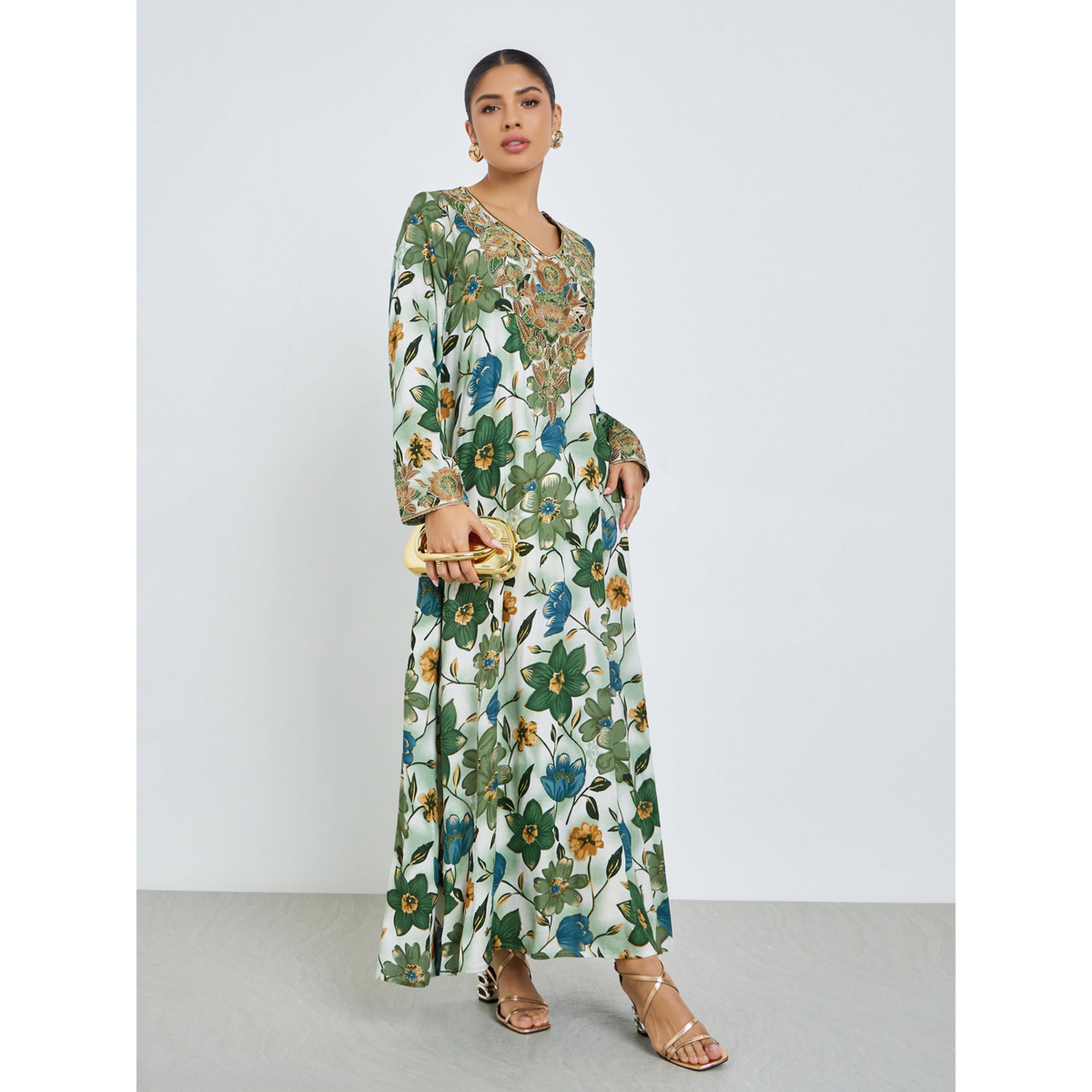 جلابية مخور بطبعة أزهار-women-arabicclothing-jalabiyas-image-3
