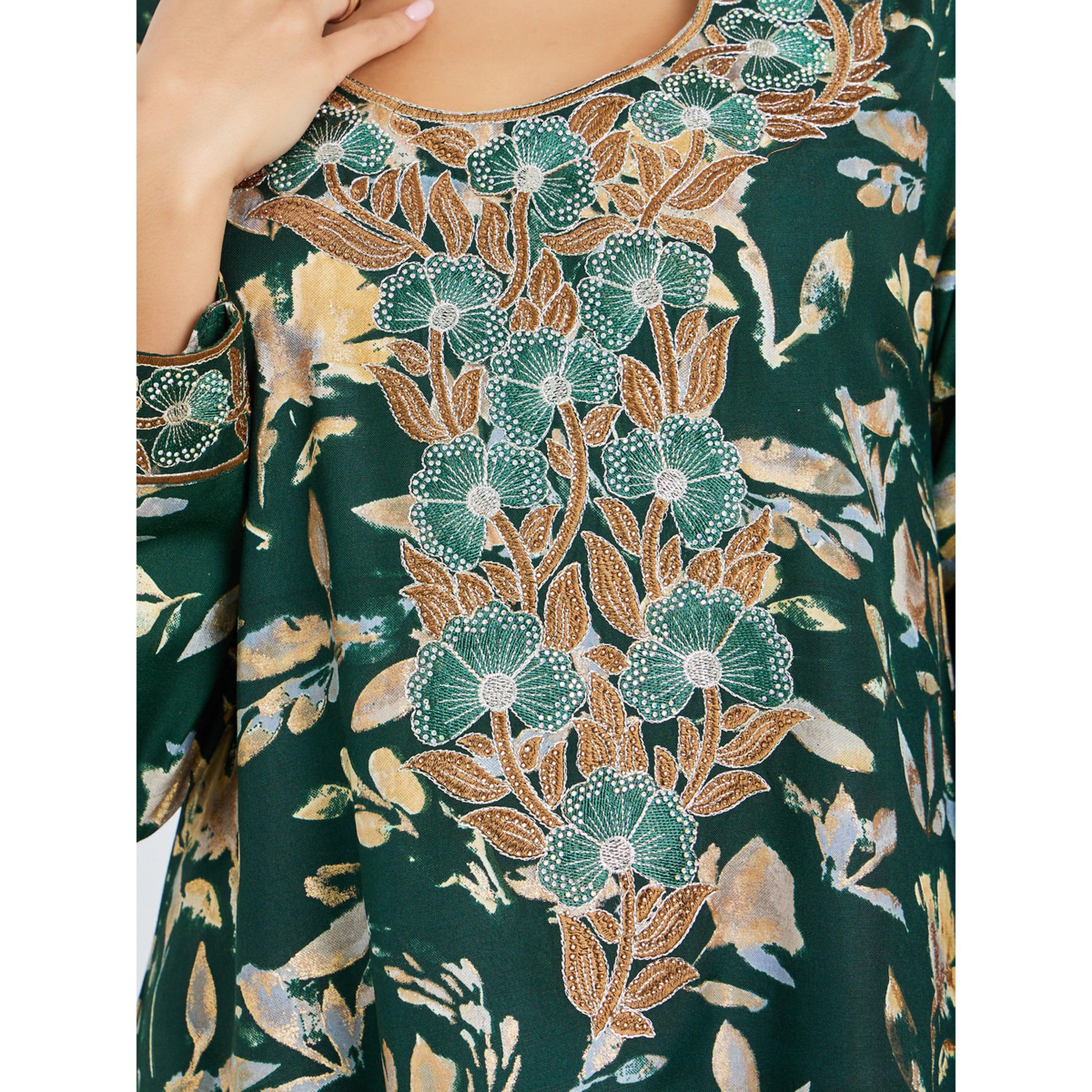 Styli Green Floral Print Mukhawar Jalabiya-women-arabicclothing-jalabiyas-image-5