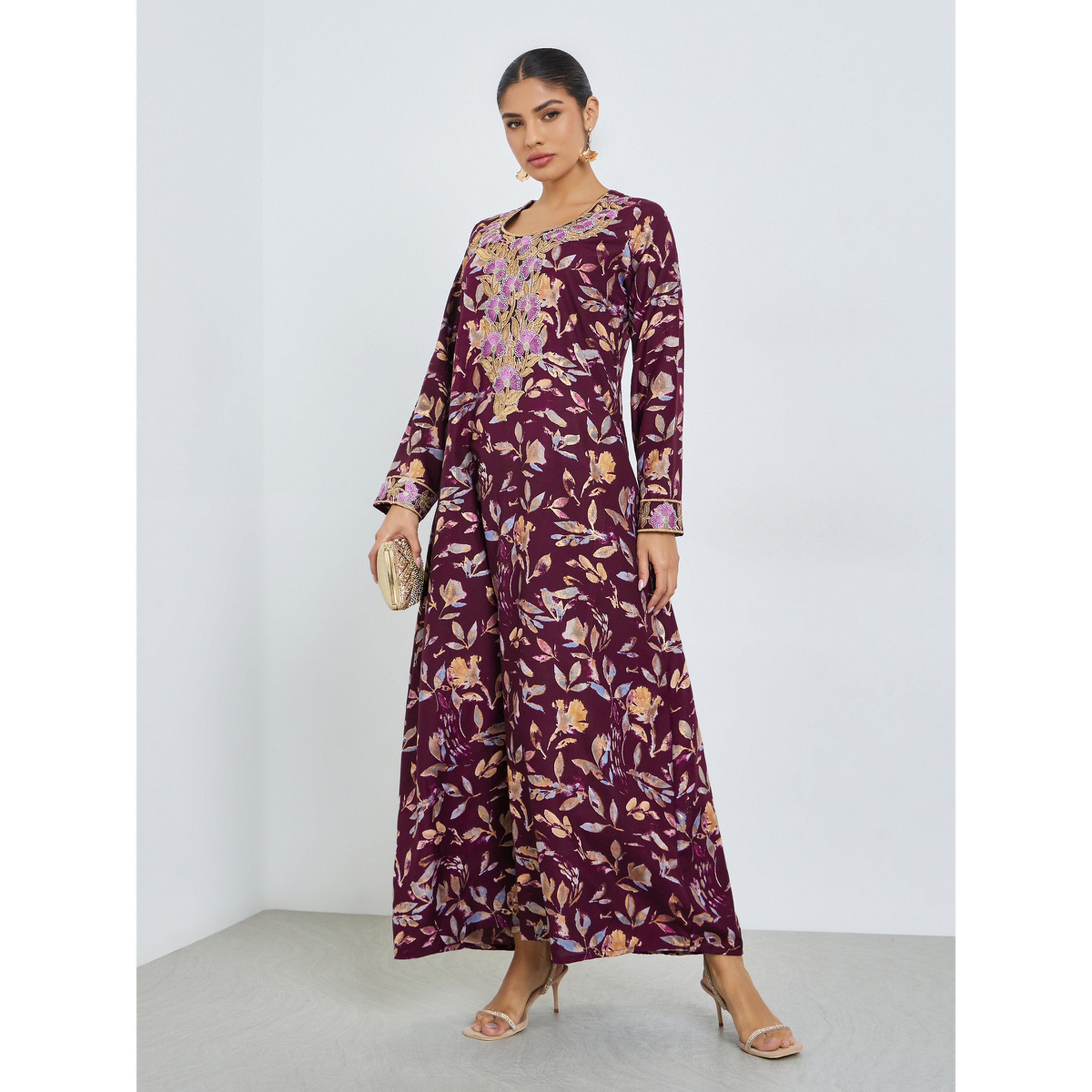 جلابية مخور بطبعة أزهار-women-arabicclothing-jalabiyas-image-1