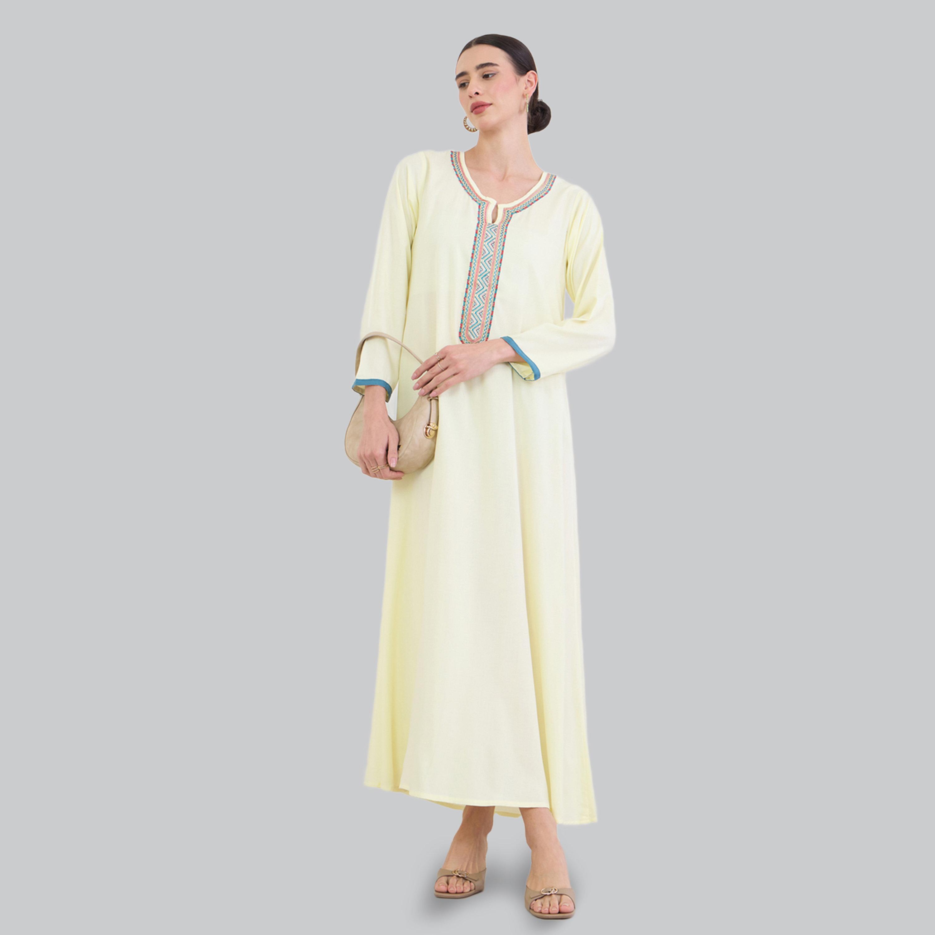 جلابية بياقة مفتوحة مطرزة-women-arabicclothing-jalabiyas-image-1