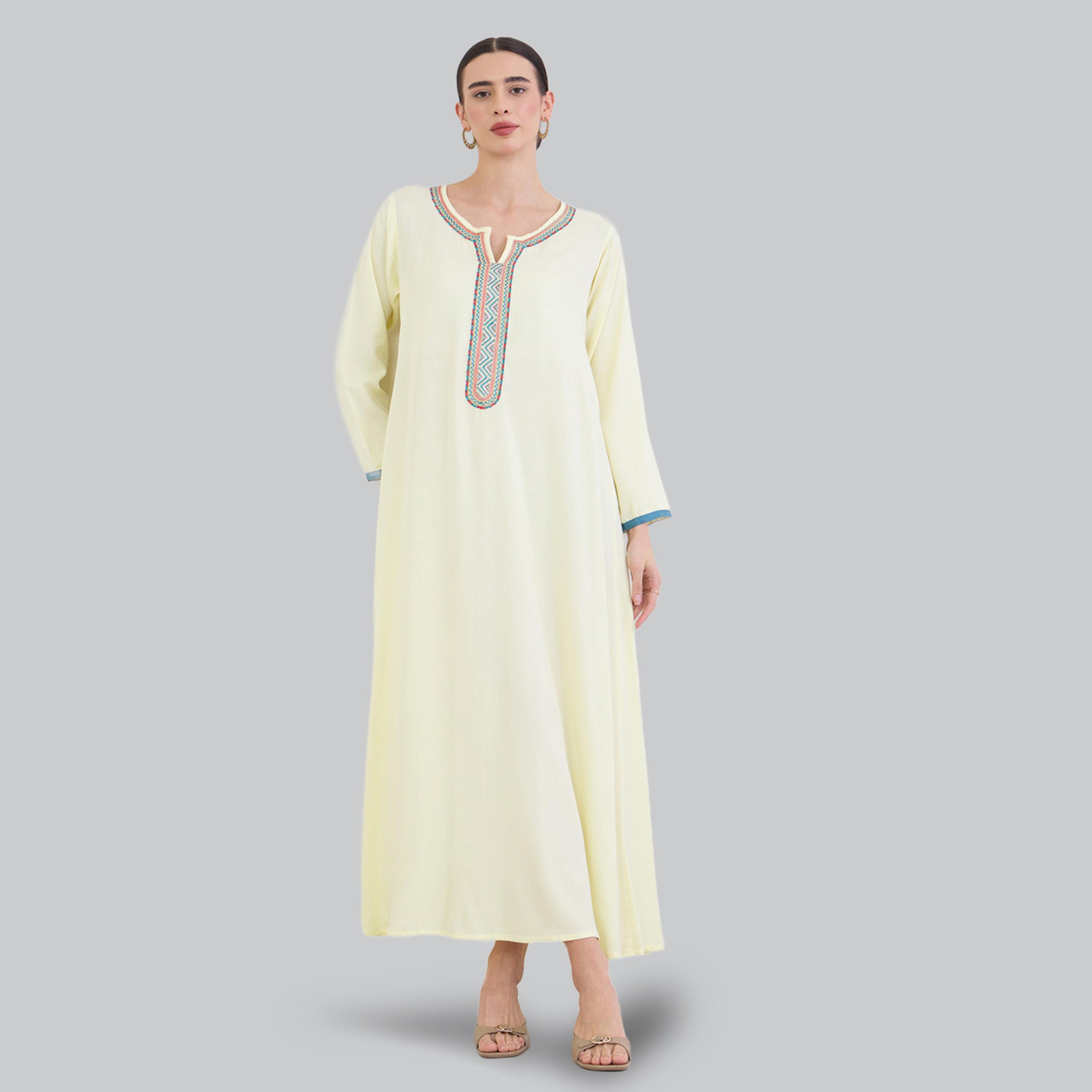 جلابية بياقة مفتوحة مطرزة-women-arabicclothing-jalabiyas-image-3