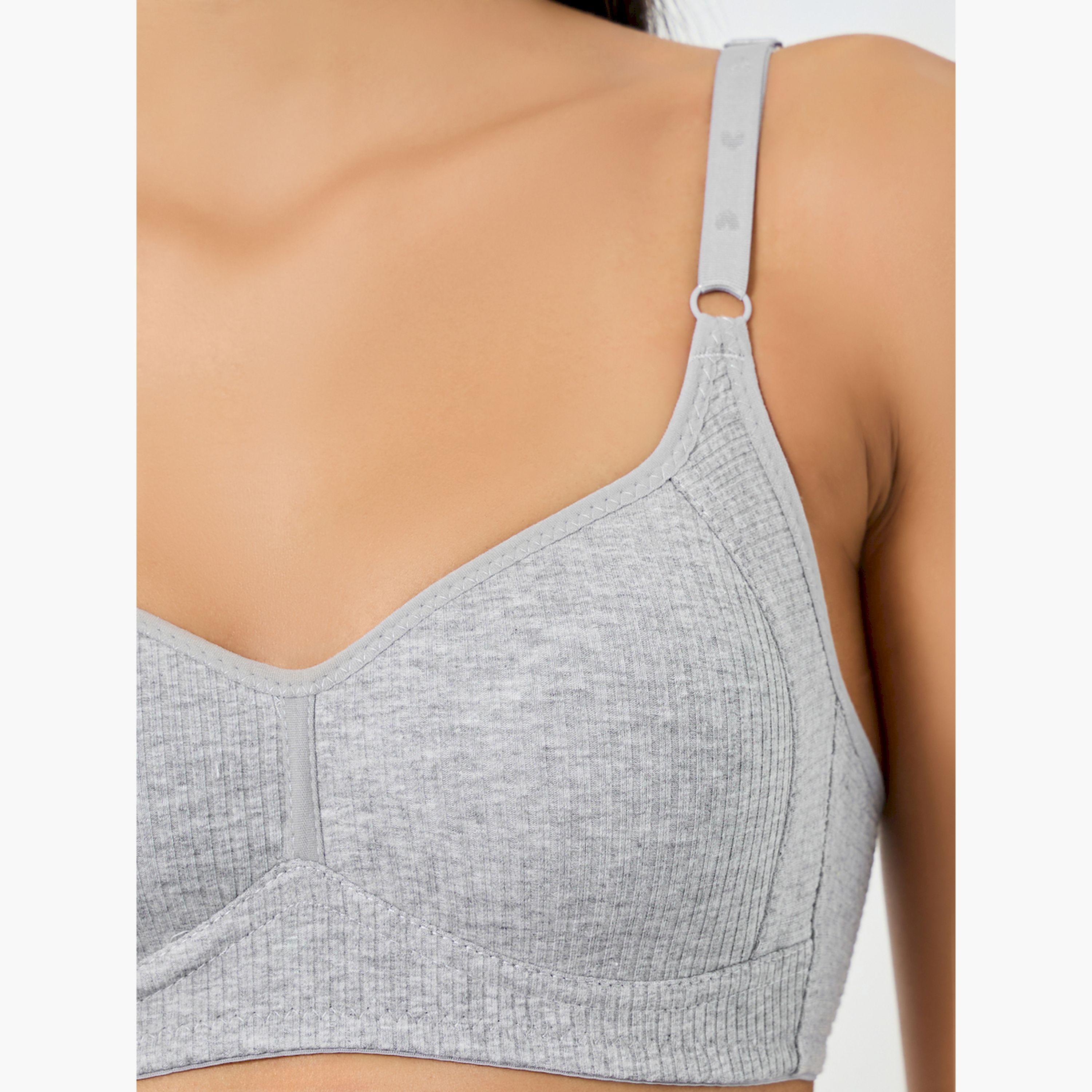Take Two Grey Ribbed Padded Non Wired Bra-women-clothing-lingerie-bras-image-3