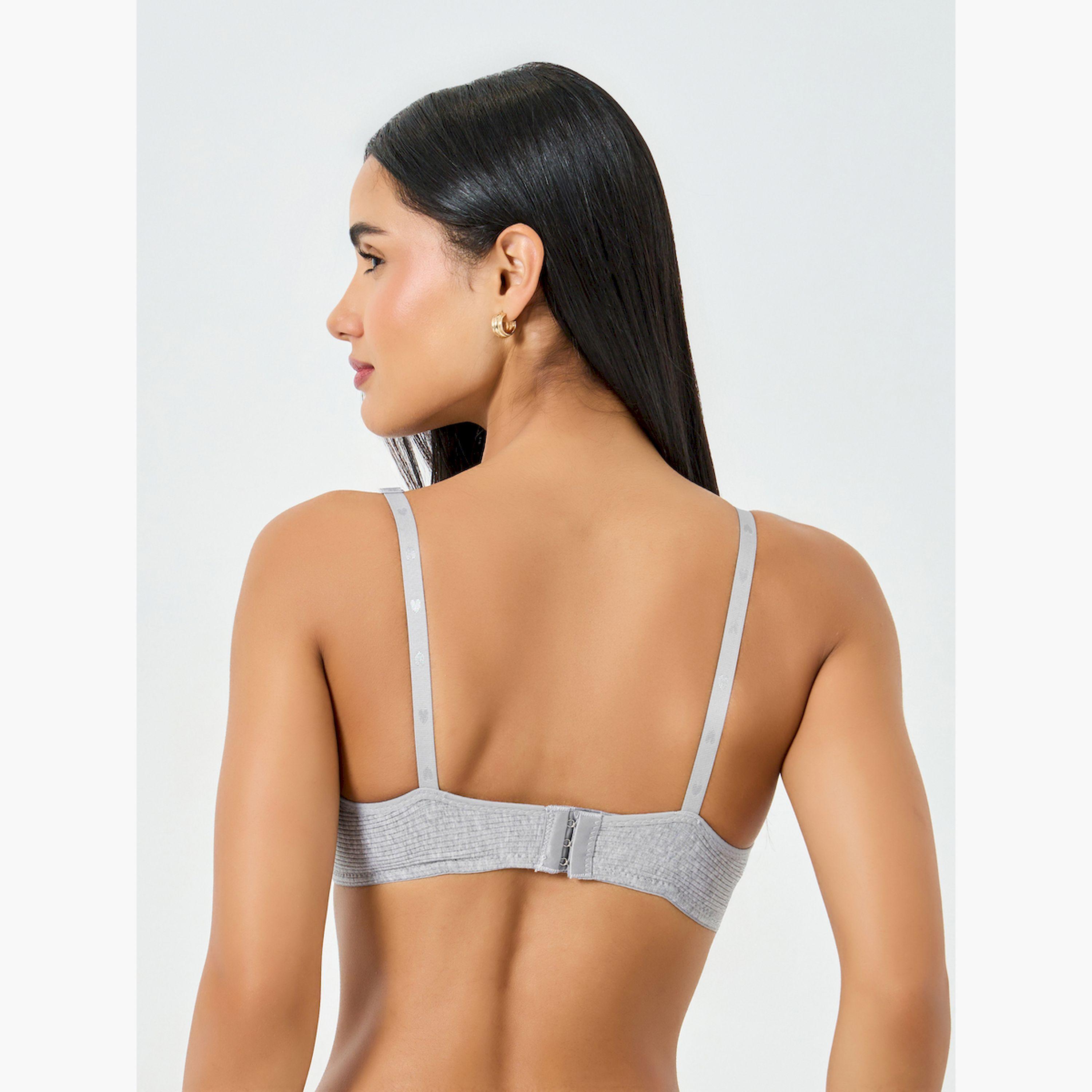 Take Two Grey Ribbed Padded Non Wired Bra-women-clothing-lingerie-bras-image-4