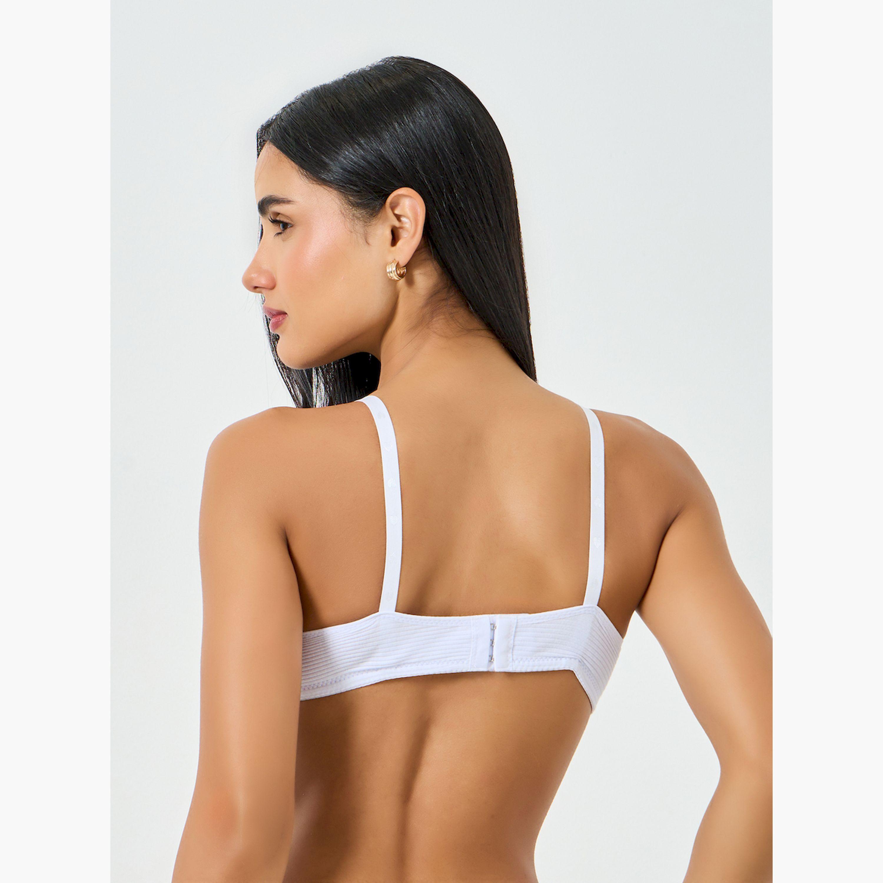 Take Two White Ribbed Padded Non Wired Bra-women-clothing-lingerie-bras-image-4