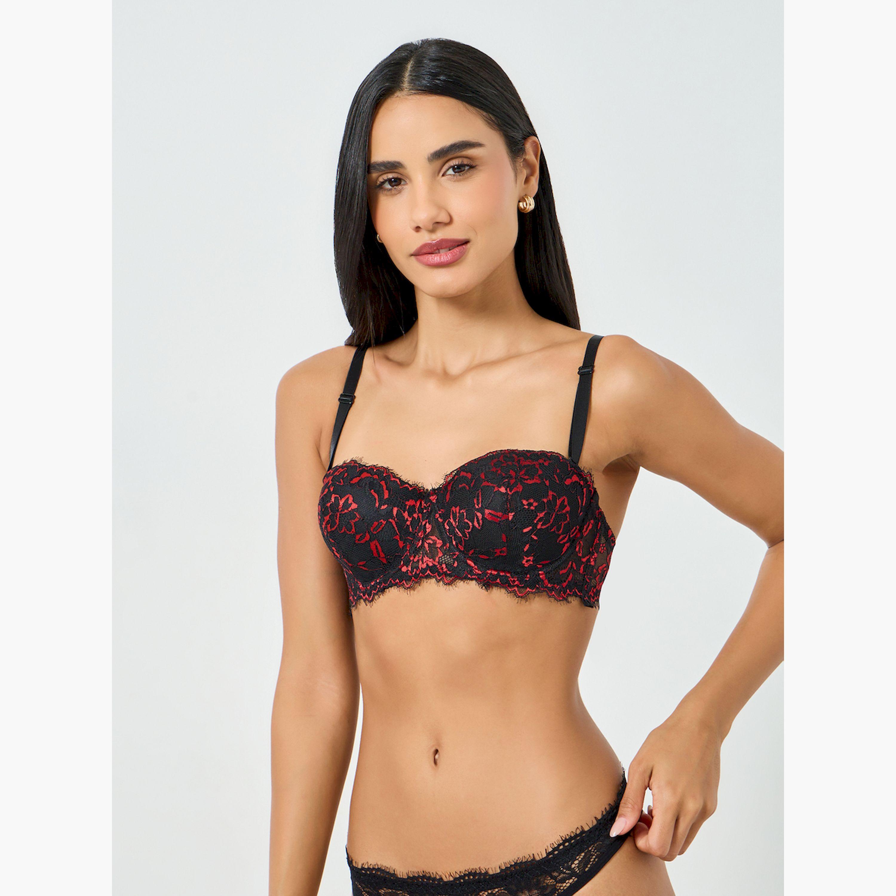 Take Two Black All Over Lace Padded Wired Multiway Bra-women-clothing-lingerie-bras-image-2
