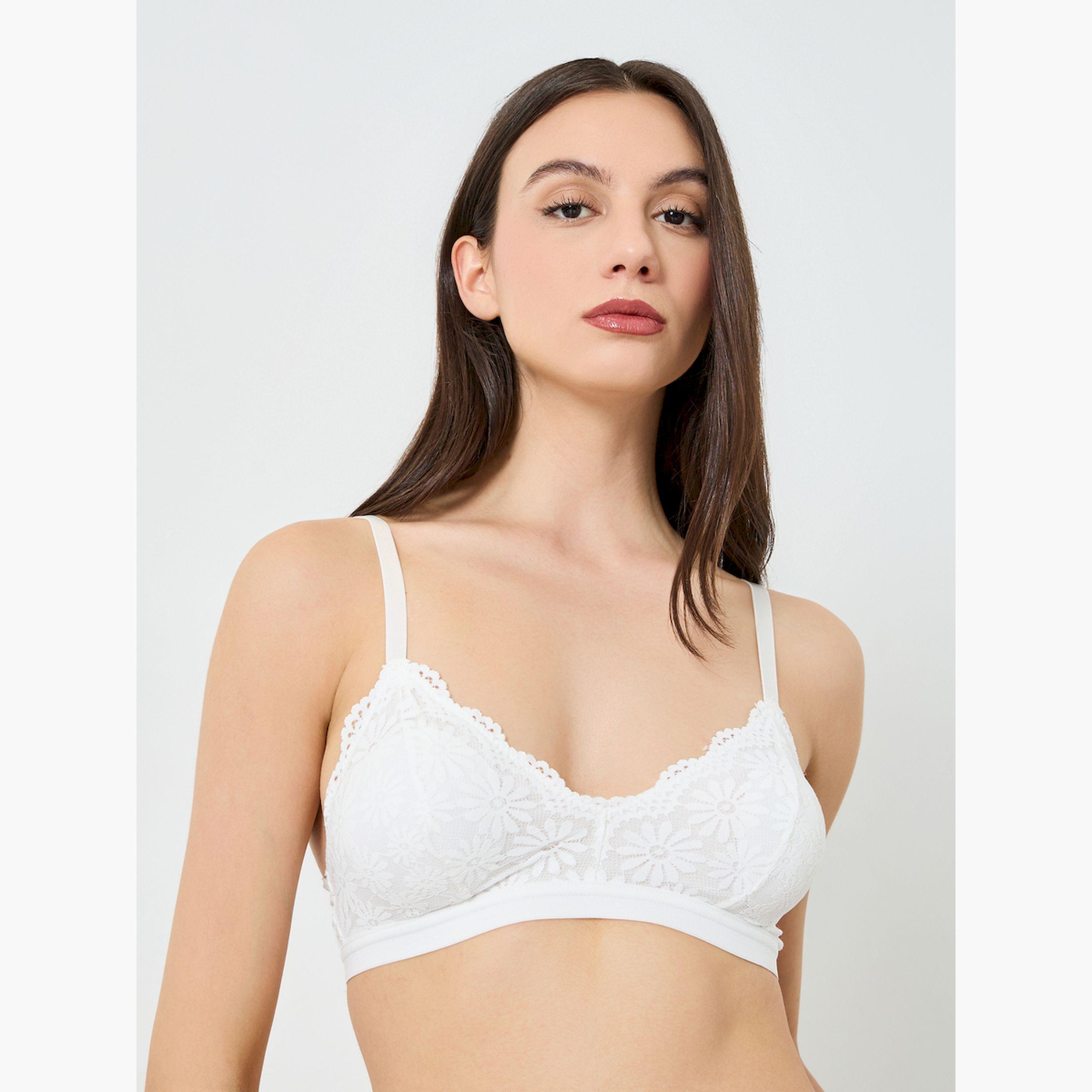 Take Two White Lace Padded Non Wired Bra-women-clothing-lingerie-bras-image-1