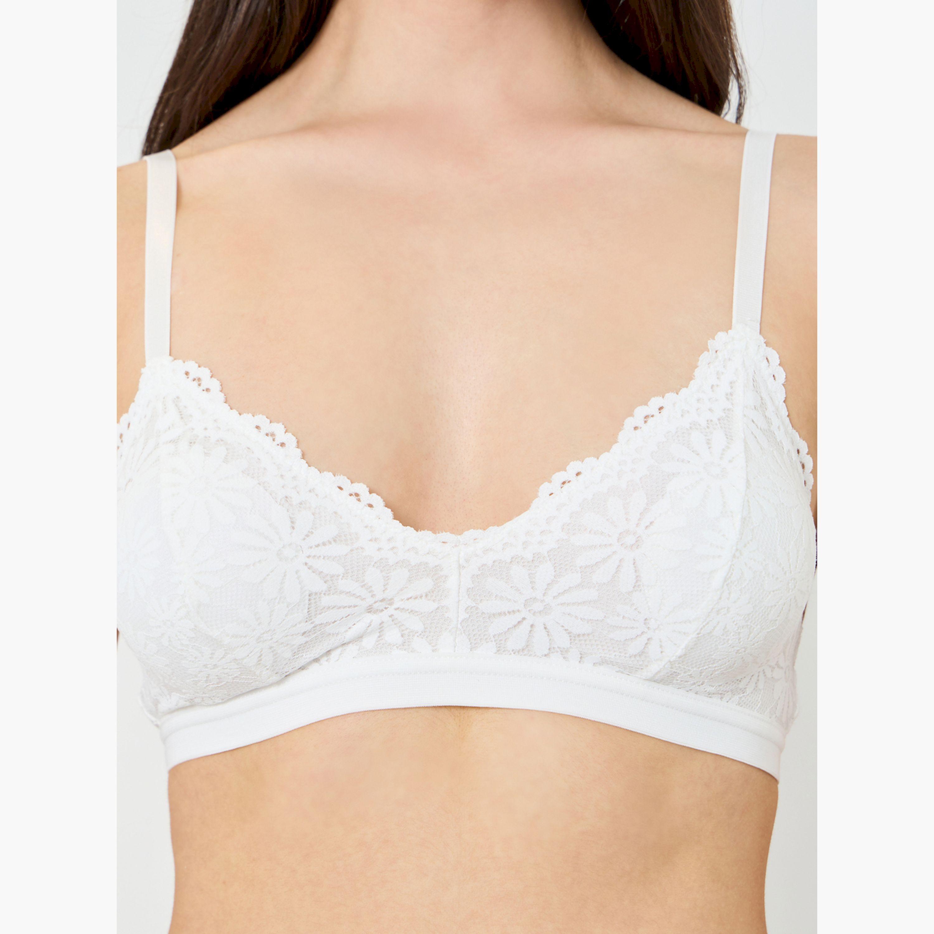 Take Two White Lace Padded Non Wired Bra-women-clothing-lingerie-bras-image-2