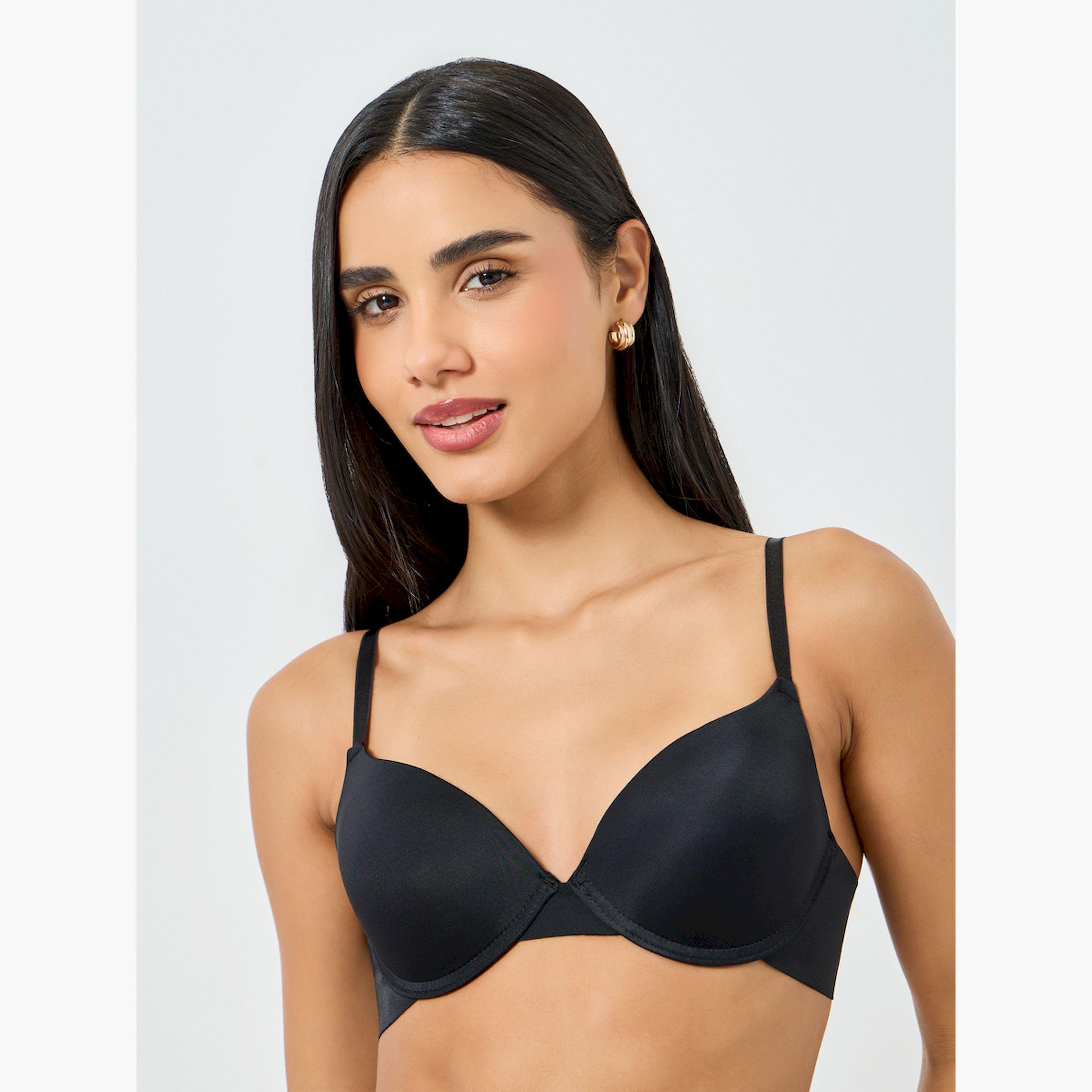 Take Two Black Solid Padded Wired Bra-women-clothing-lingerie-bras-image-1