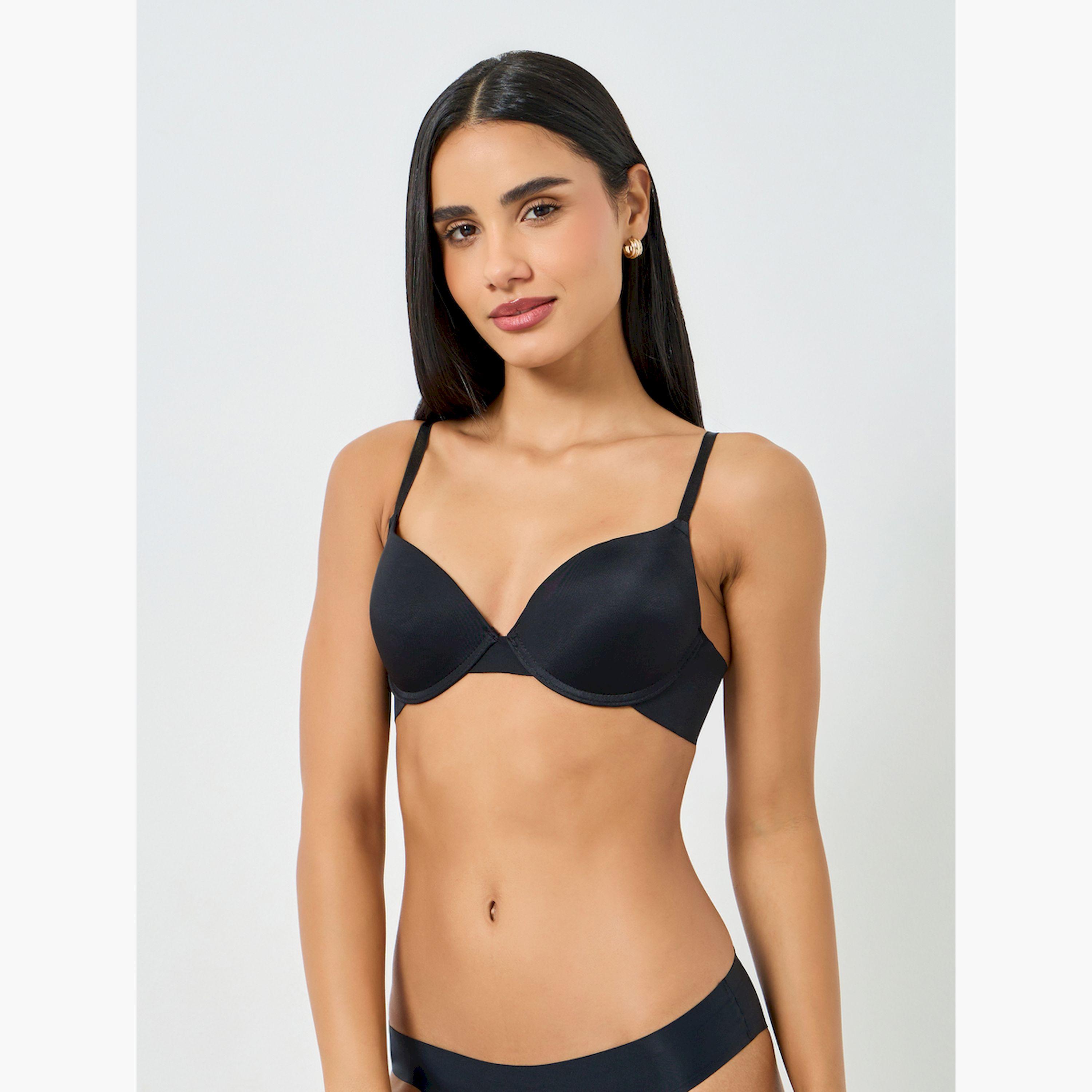 Take Two Black Solid Padded Wired Bra-women-clothing-lingerie-bras-image-2