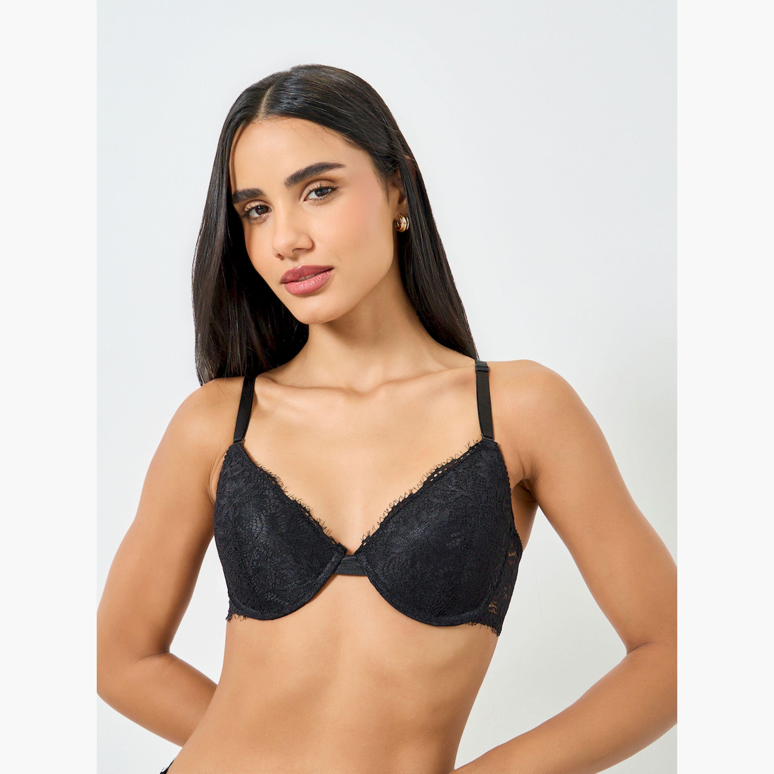 Take Two Black Lace Padded Wired Bra and Brief Set-women-clothing-lingerie-lingeriesets-image-2