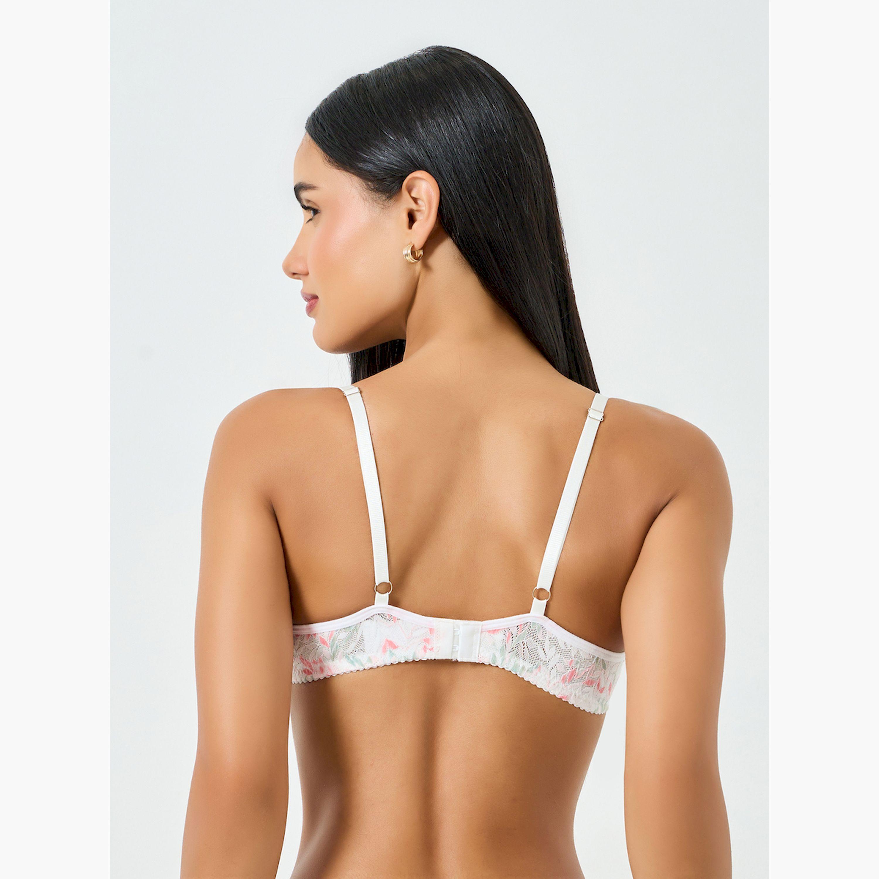 Take Two White Leaf Pattern Lace Trim Padded Wired Bra-women-clothing-lingerie-bras-image-4