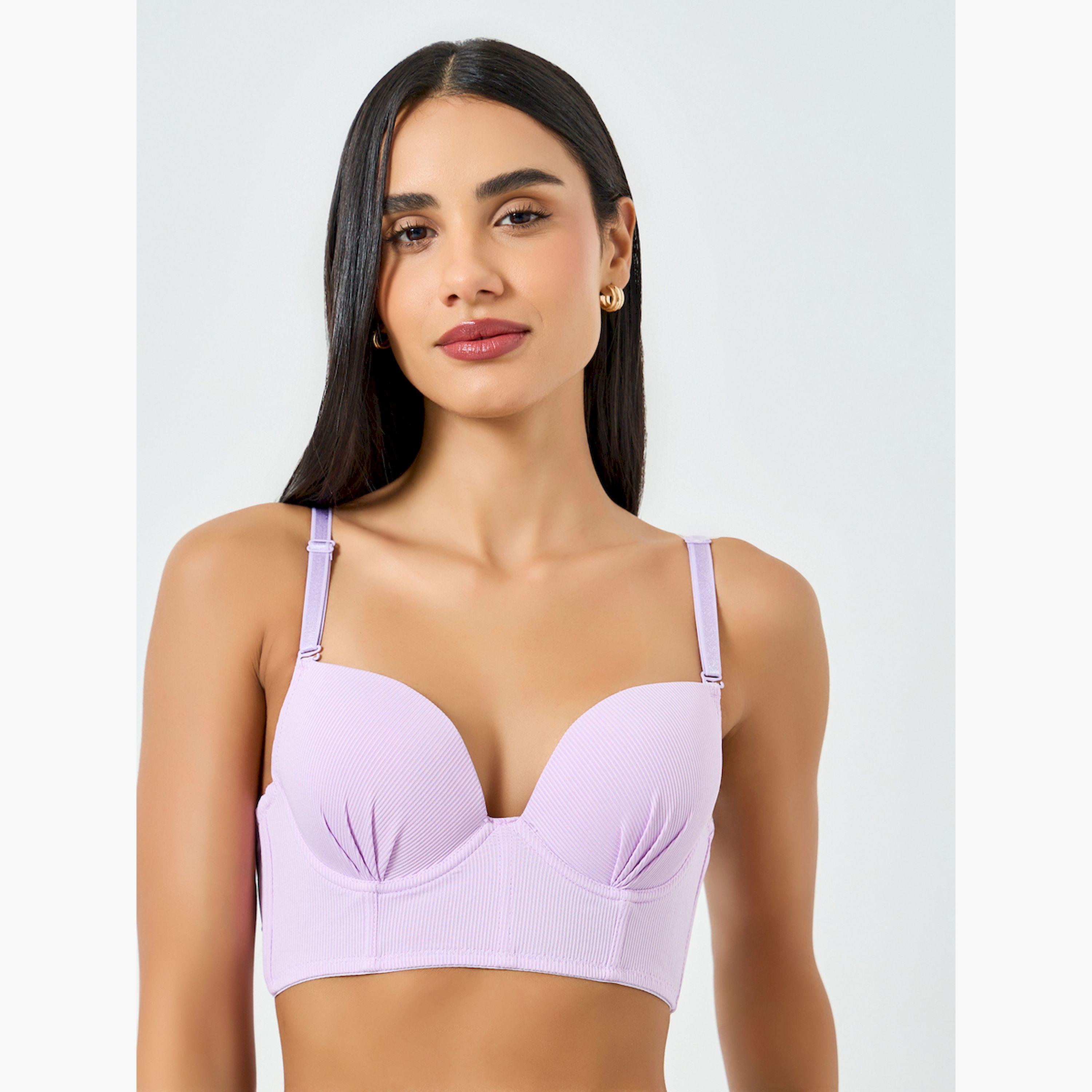 Take Two Lilac Solid Longline Padded Wired Bra-women-clothing-lingerie-bras-image-1