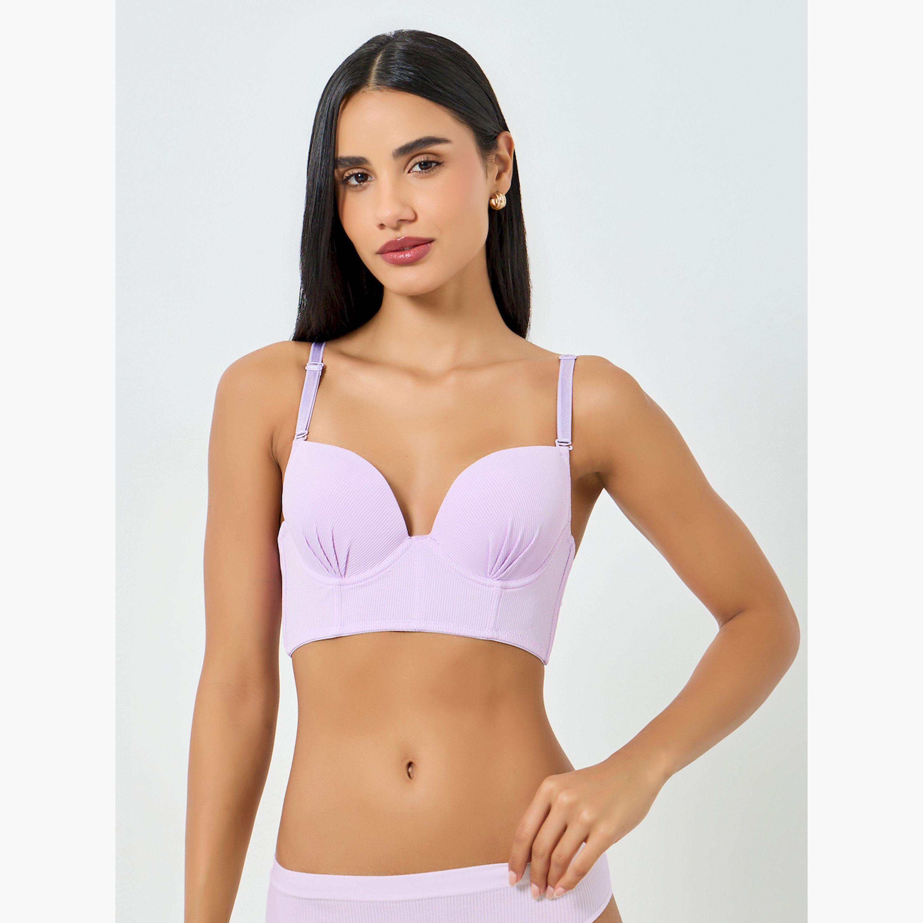 Take Two Lilac Solid Longline Padded Wired Bra-women-clothing-lingerie-bras-image-2