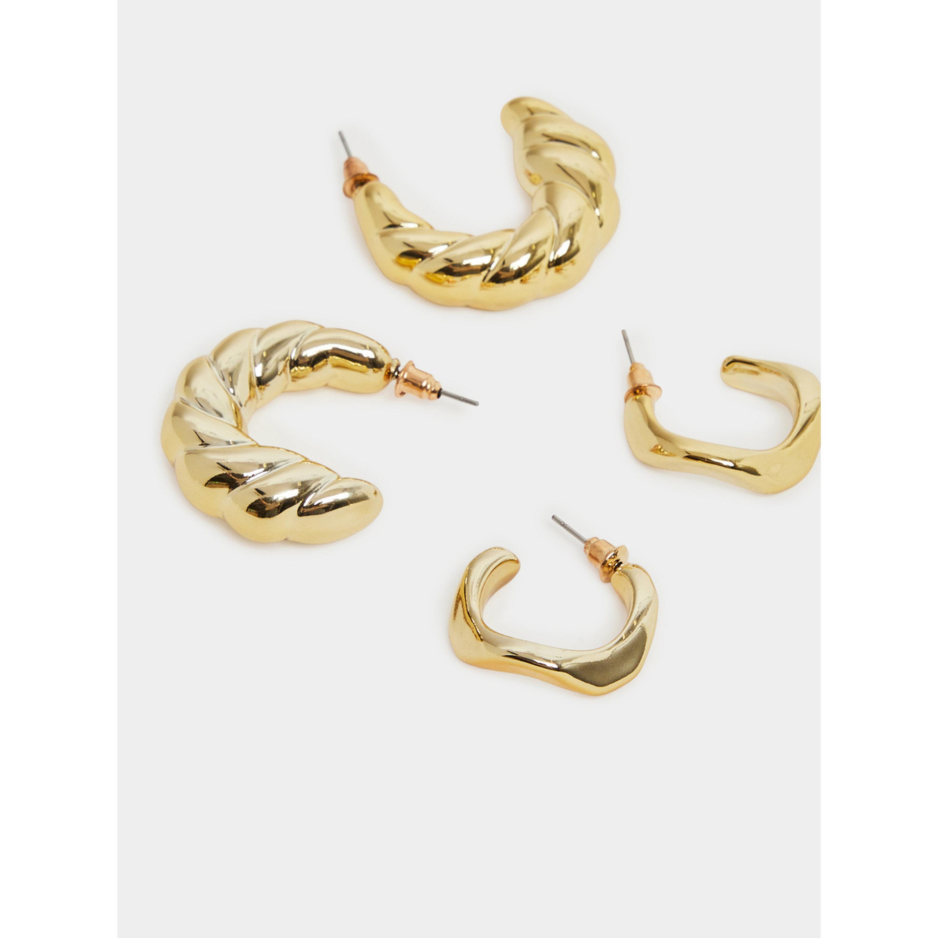 Styli Set of 6 - Textured Half-Hoop Earrings-women-watchesandjewellery-jewellery-earrings-image-2