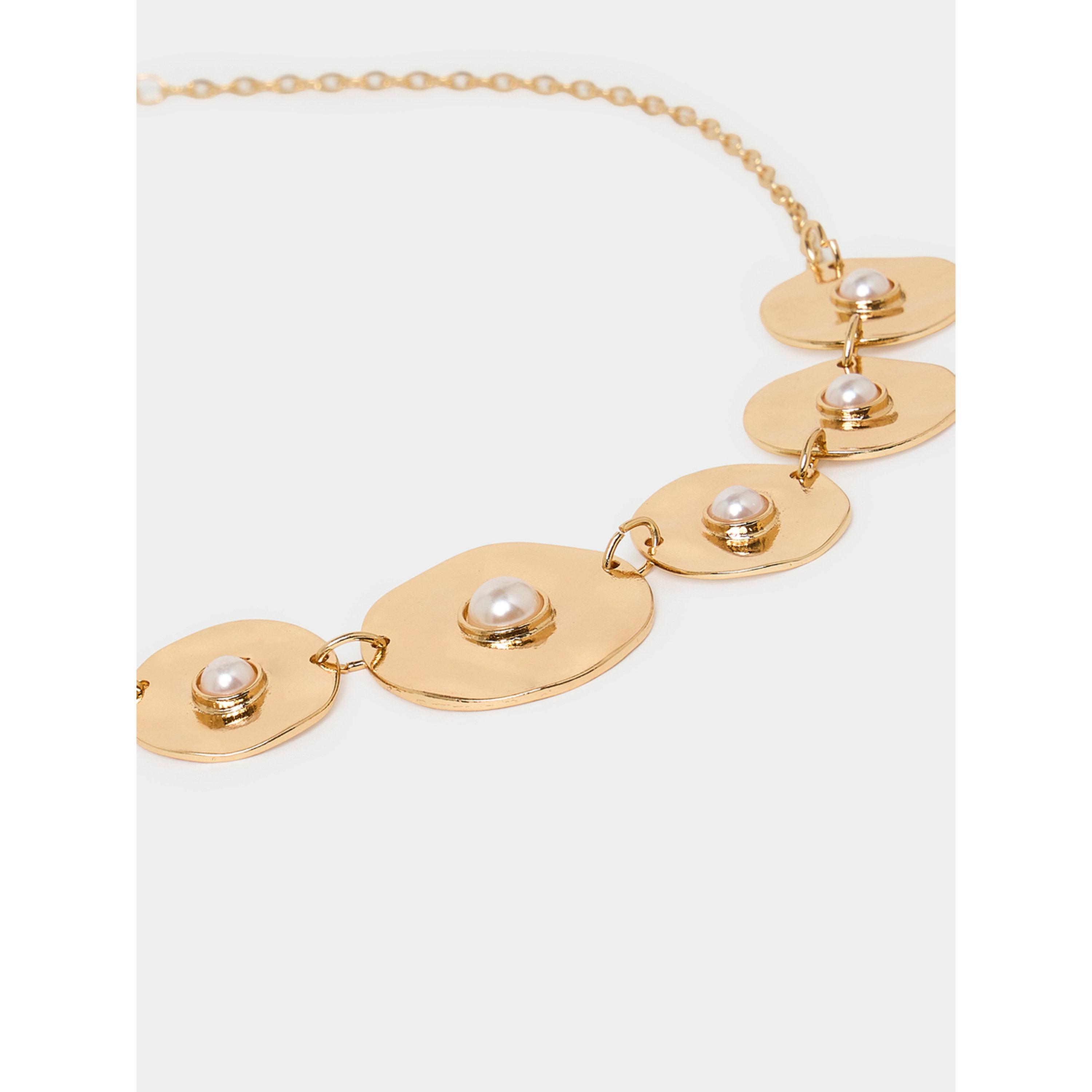 ستايلي - قلادة من العملات المعدنية بتفاصيل من اللؤلؤ الصناعي-women-watchesandjewellery-jewellery-necklacesandpendants-image-2