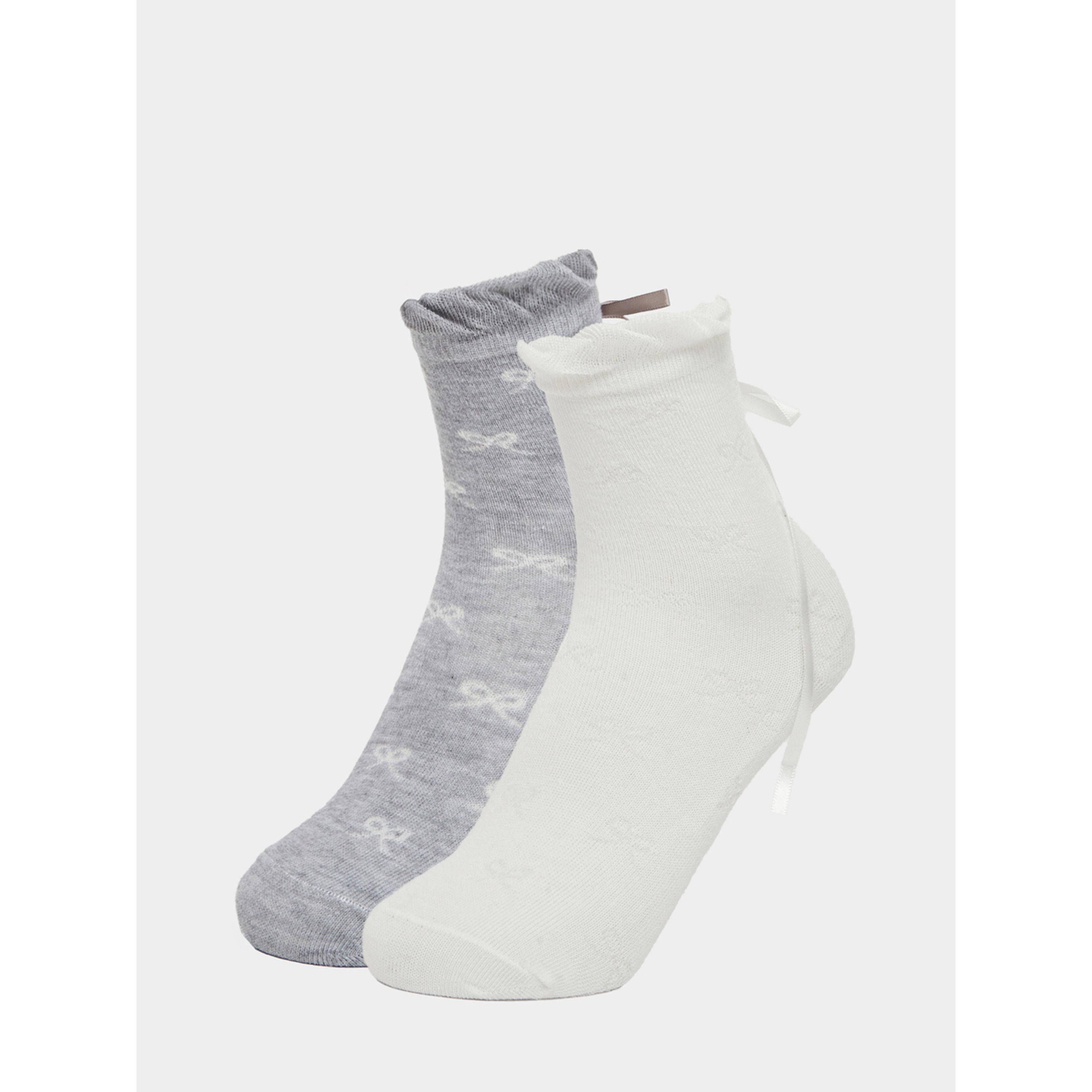 طقم من زوجين جوارب بتفاصيل شريط-women-socksandstockings-image-1