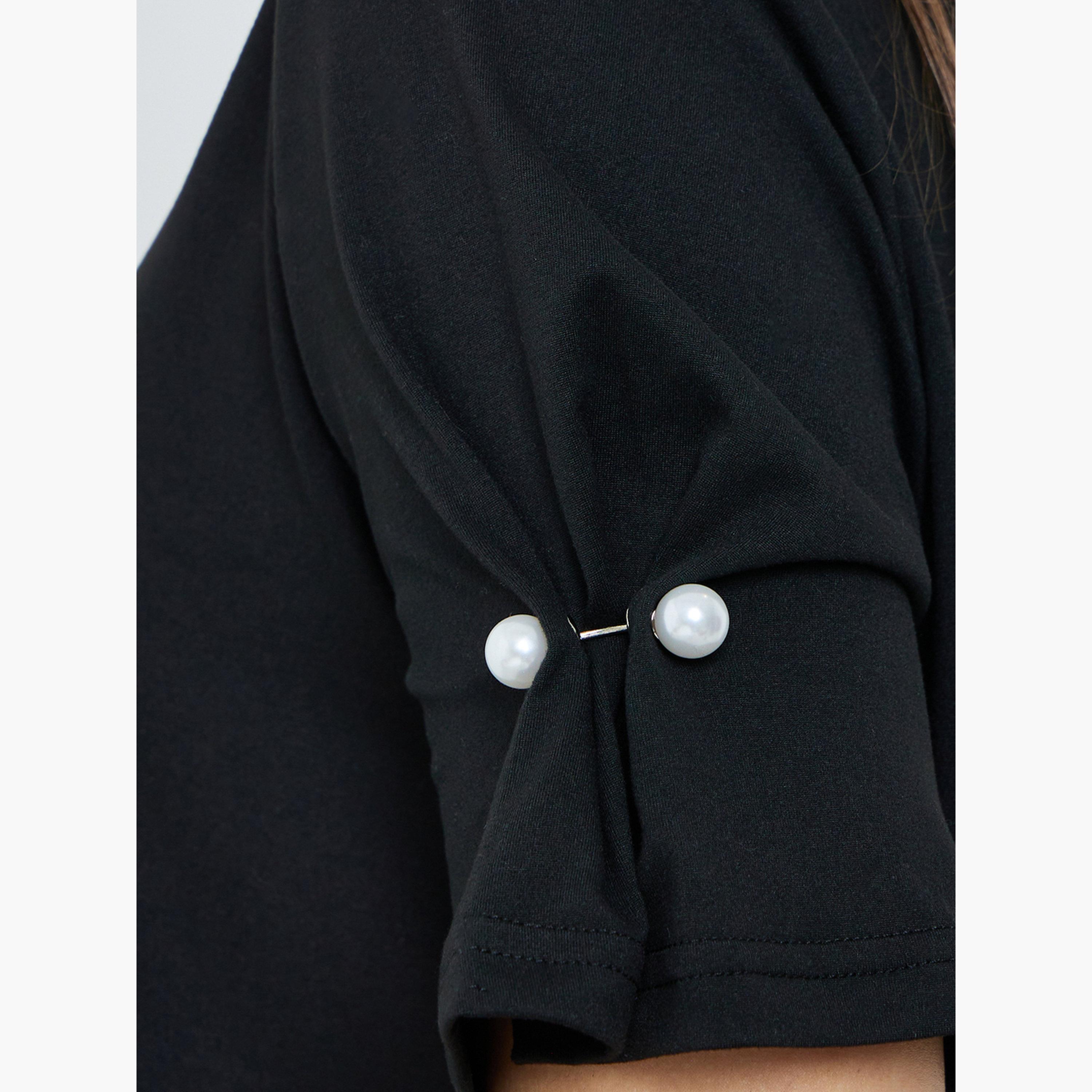 تيشيرت منسوج بتفاصيل أزرار لؤلؤية-women-clothing-tshirts-image-5