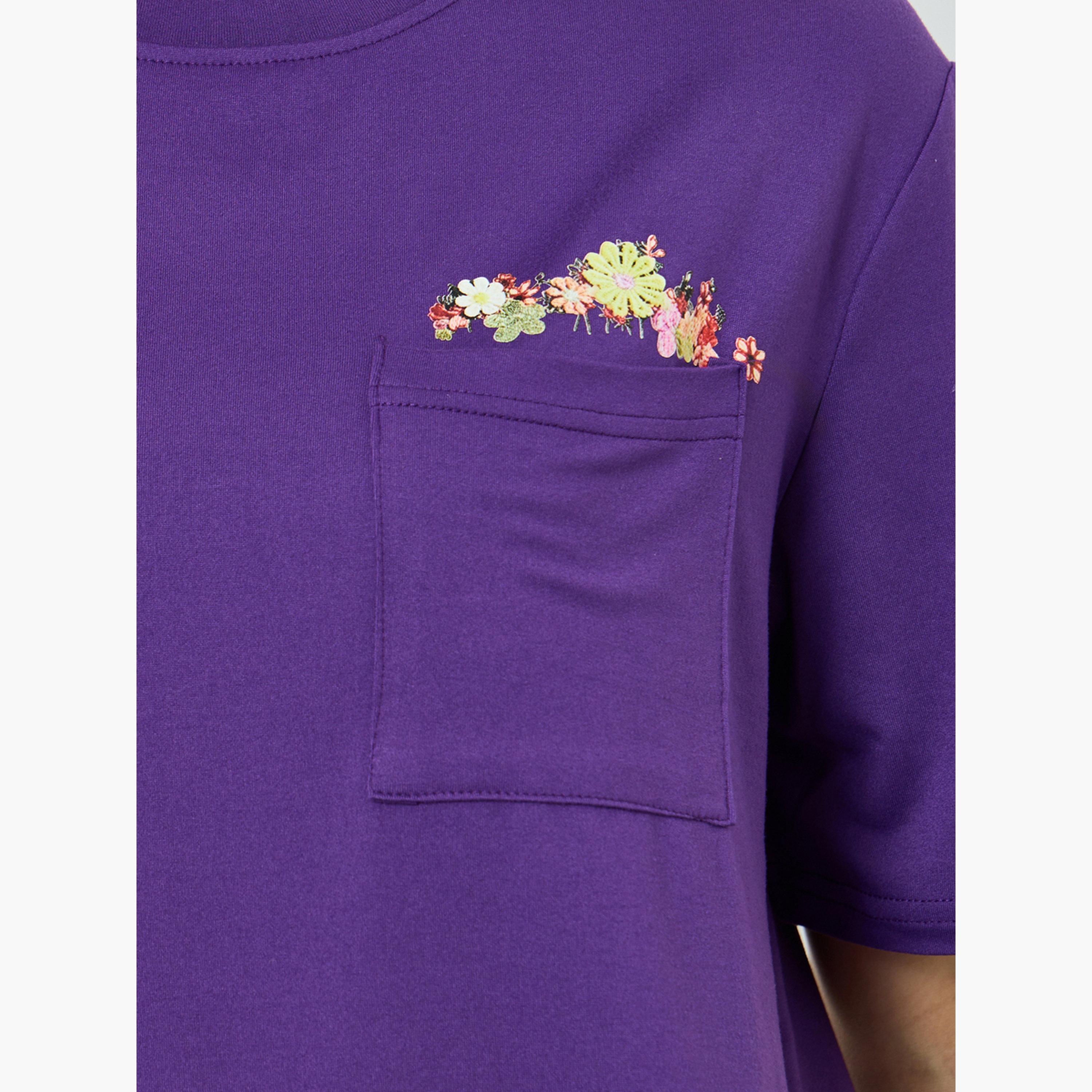 تيشيرت بجيوب ونقشة زهور وقصة مريحة-women-clothing-tshirts-image-4