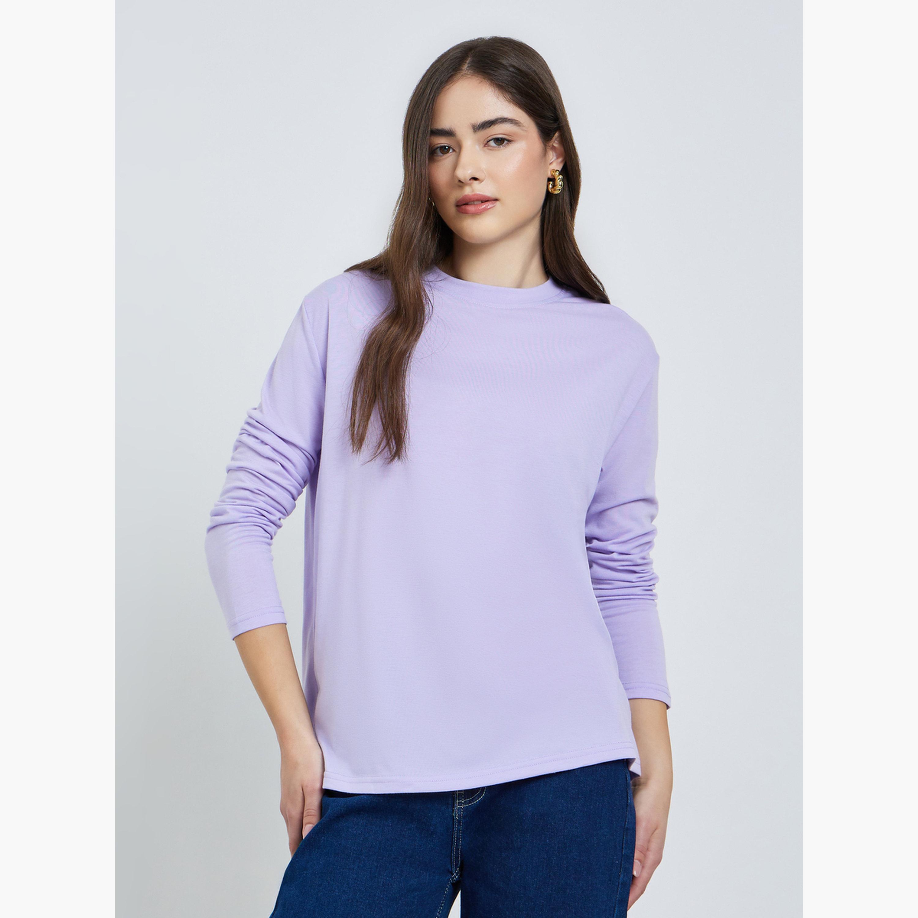 تيشيرت بأكمام طويلة وشعار-women-clothing-tshirts-image-1