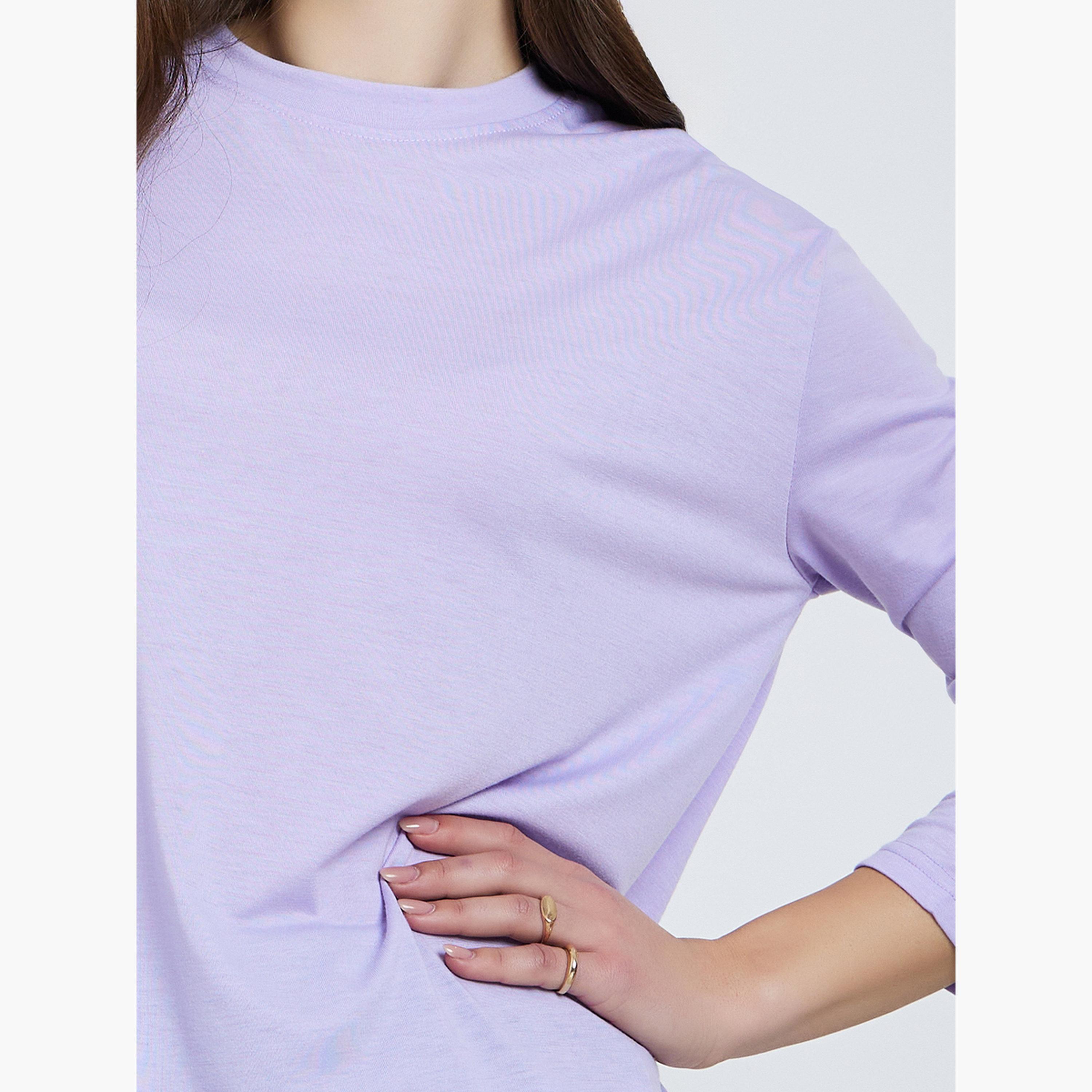 Styli Purple Slogan Long Sleeve T-Shirt-women-clothing-tshirts-image-3