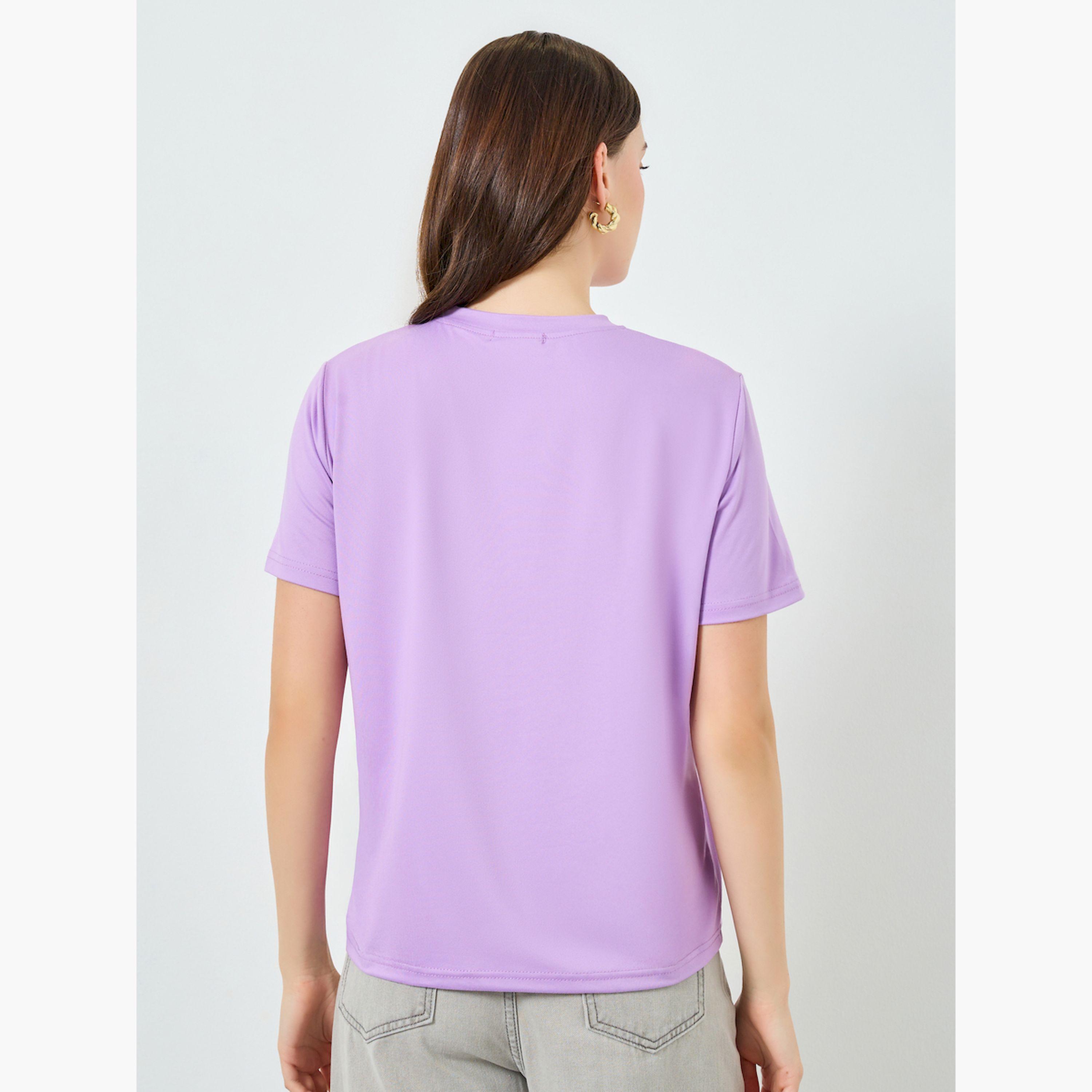 Styli Purple Slogan Print Regular Fit T-Shirt-women-clothing-tshirts-image-4