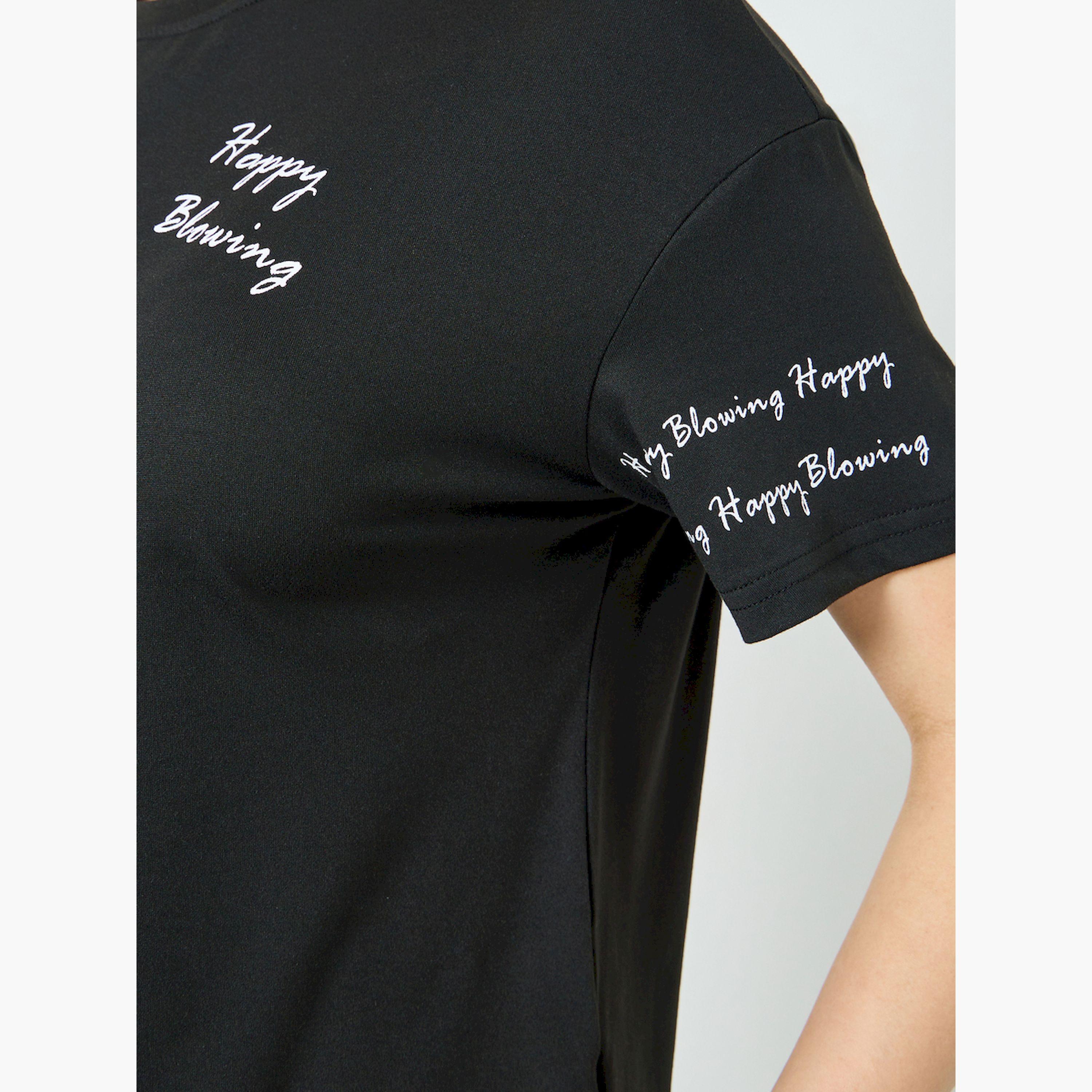 تيشيرت بطبعة شعار وقصة عادية-women-clothing-tshirts-image-4