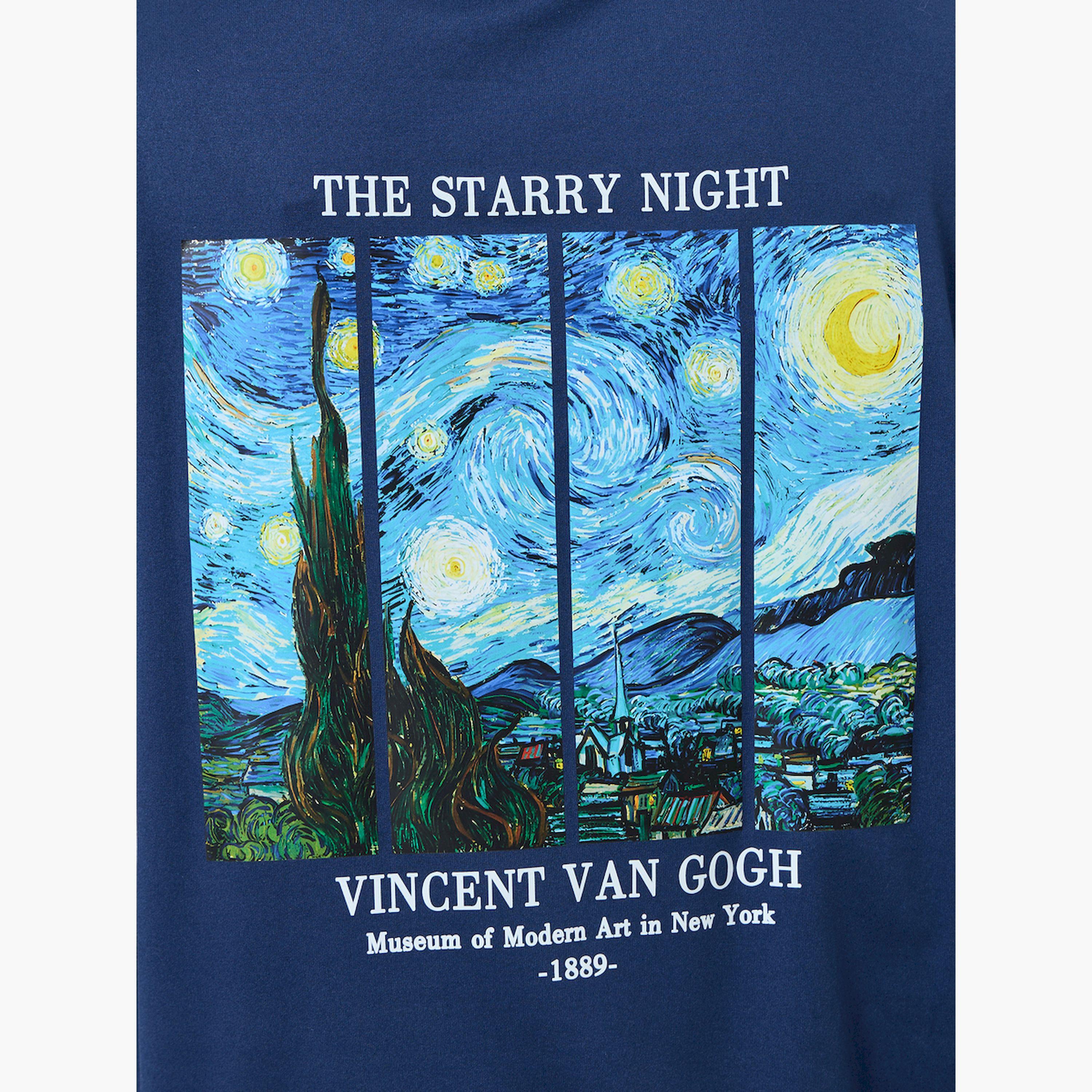 Styli Navy Blue Oversized Starry Night Graphic T-Shirt-women-clothing-tshirts-image-5