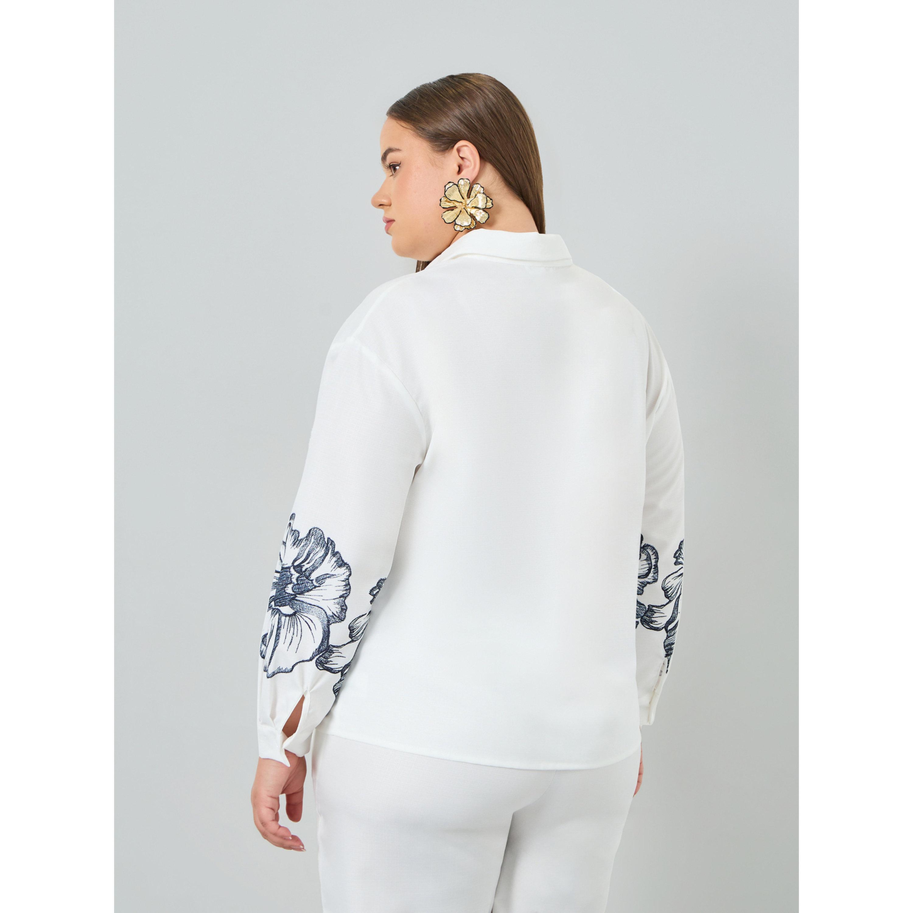 Styli Plus Size Off White Floral Print Shirt-women-clothing-shirtsandblouses-shirts-image-3