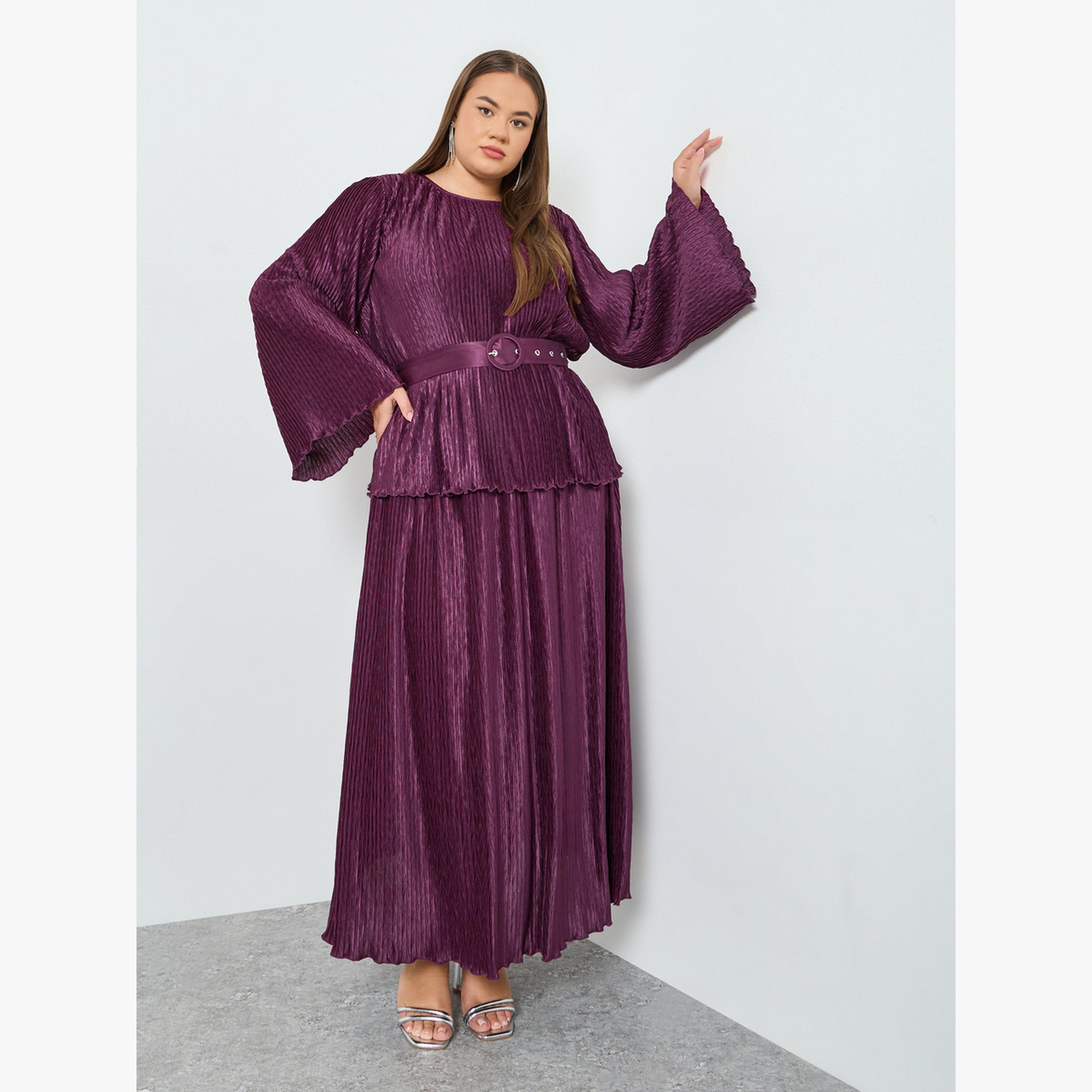 Styli Plus Size Plisse Belted Top-women-clothing-shirtsandblouses-blouses-image-2