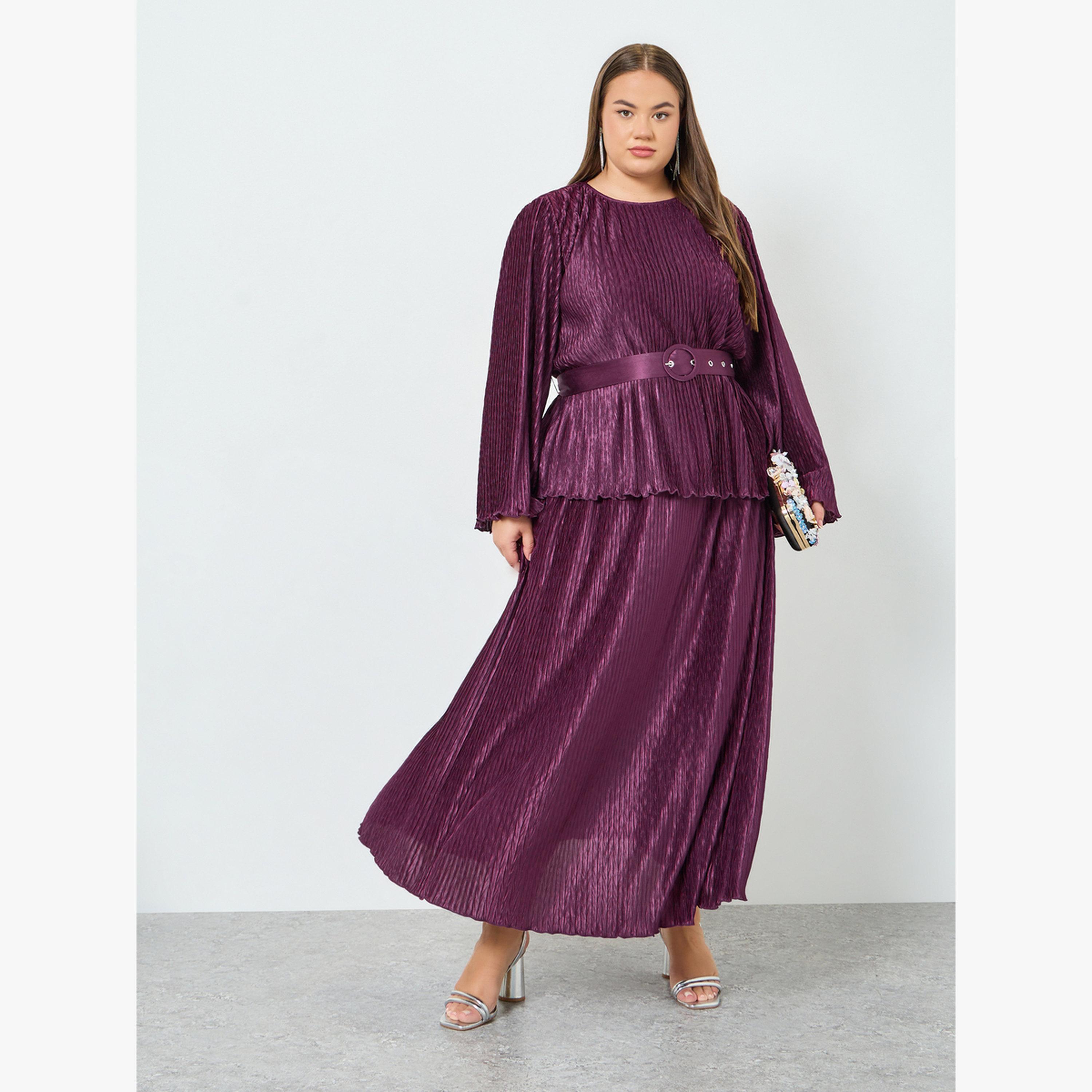 Styli Plus Size Plisse Belted Top-women-clothing-shirtsandblouses-blouses-image-3