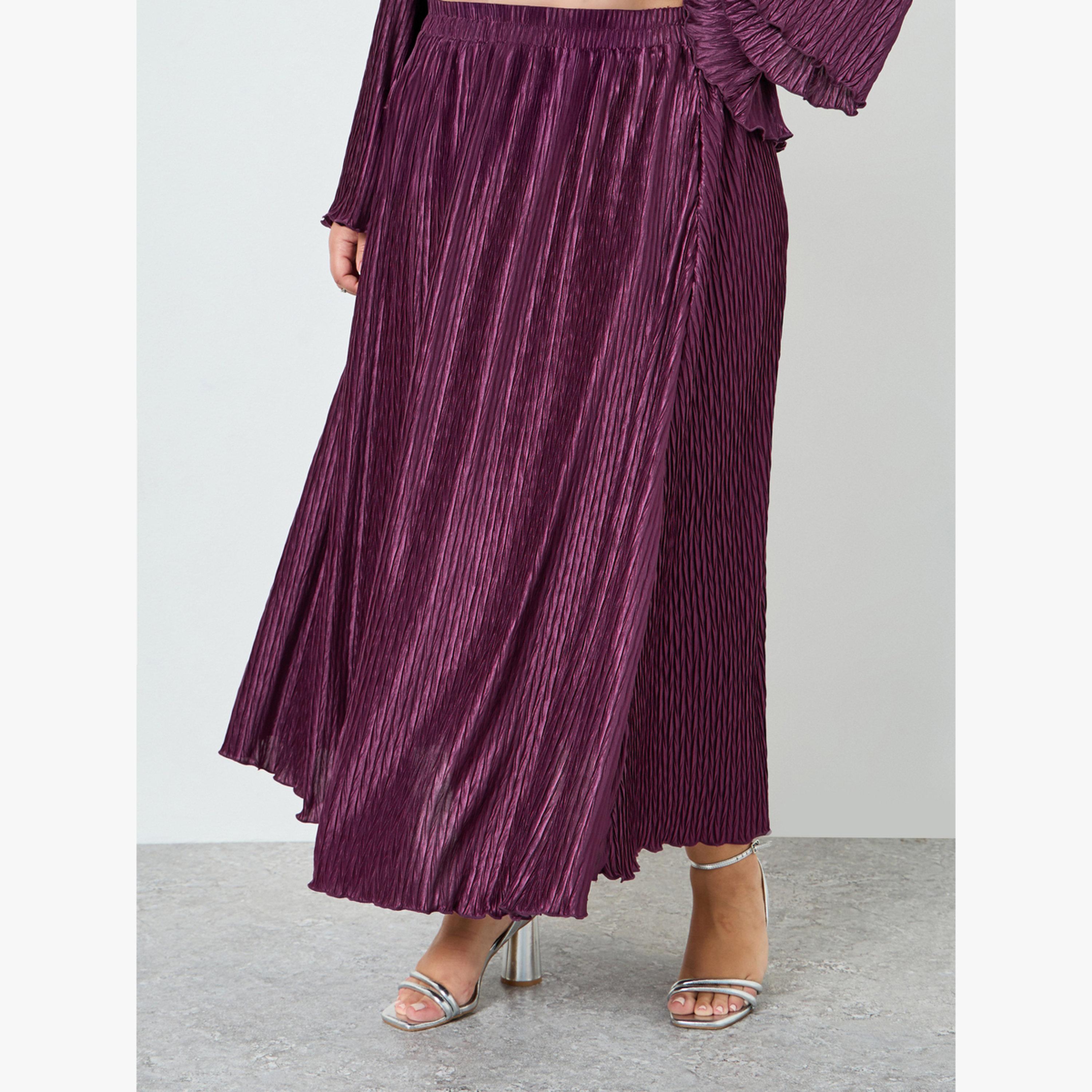 تنورة طويلة بليسيه بمقاس كبير-women-clothing-bottoms-skirts-image-1