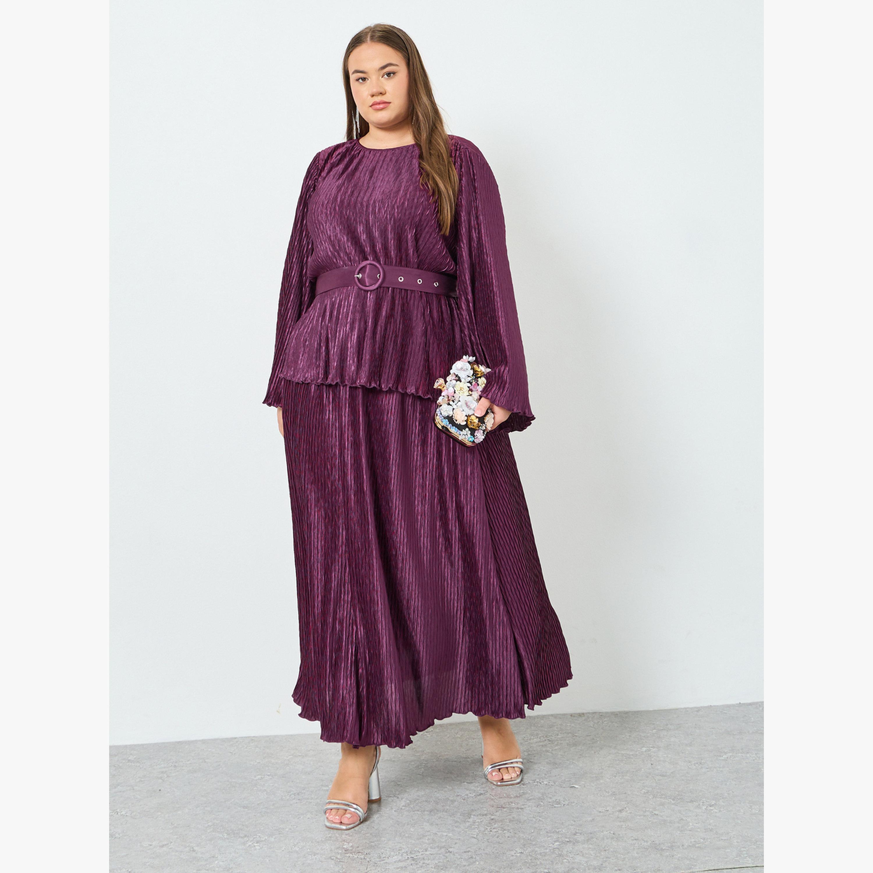 تنورة طويلة بليسيه بمقاس كبير-women-clothing-bottoms-skirts-image-2