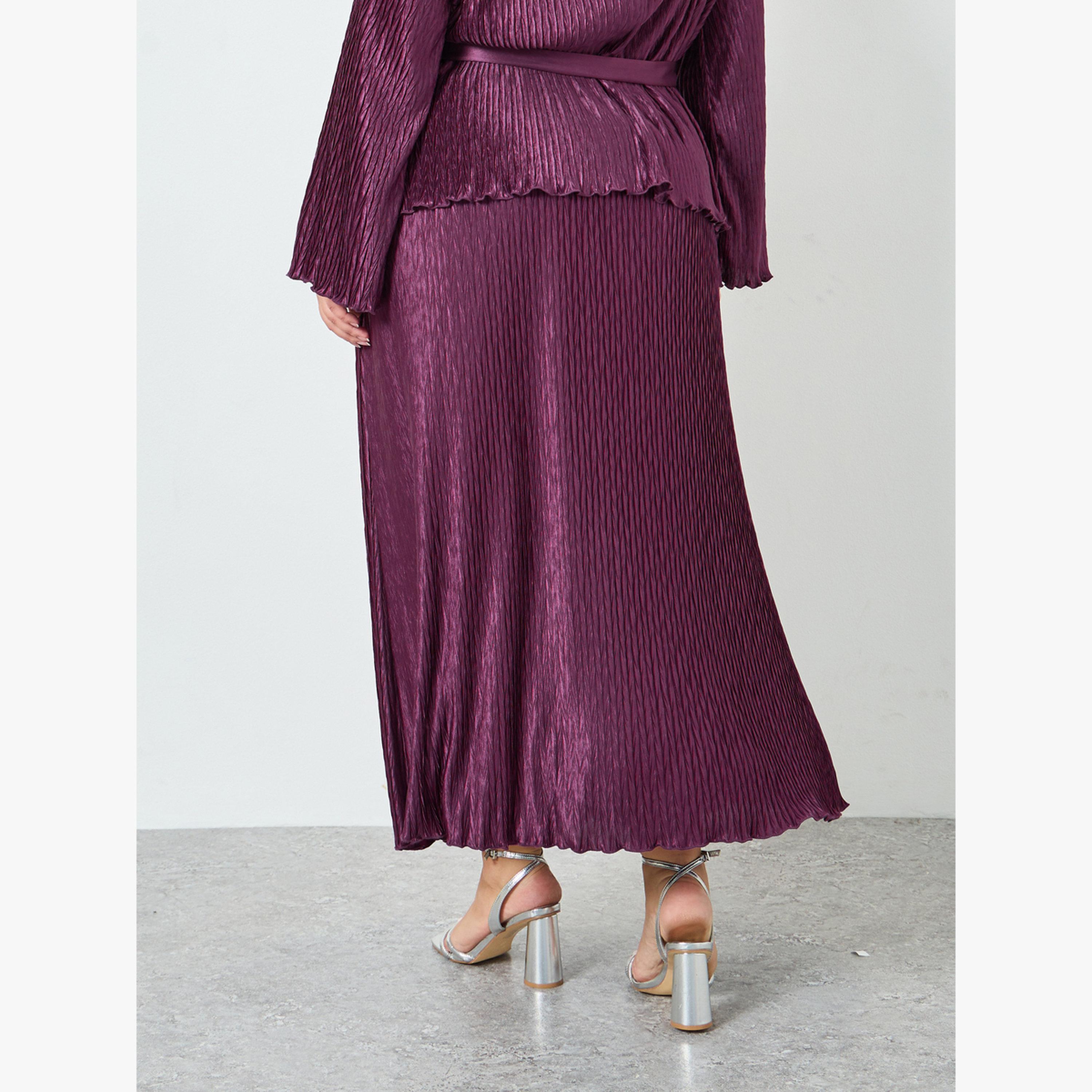 تنورة طويلة بليسيه بمقاس كبير-women-clothing-bottoms-skirts-image-4