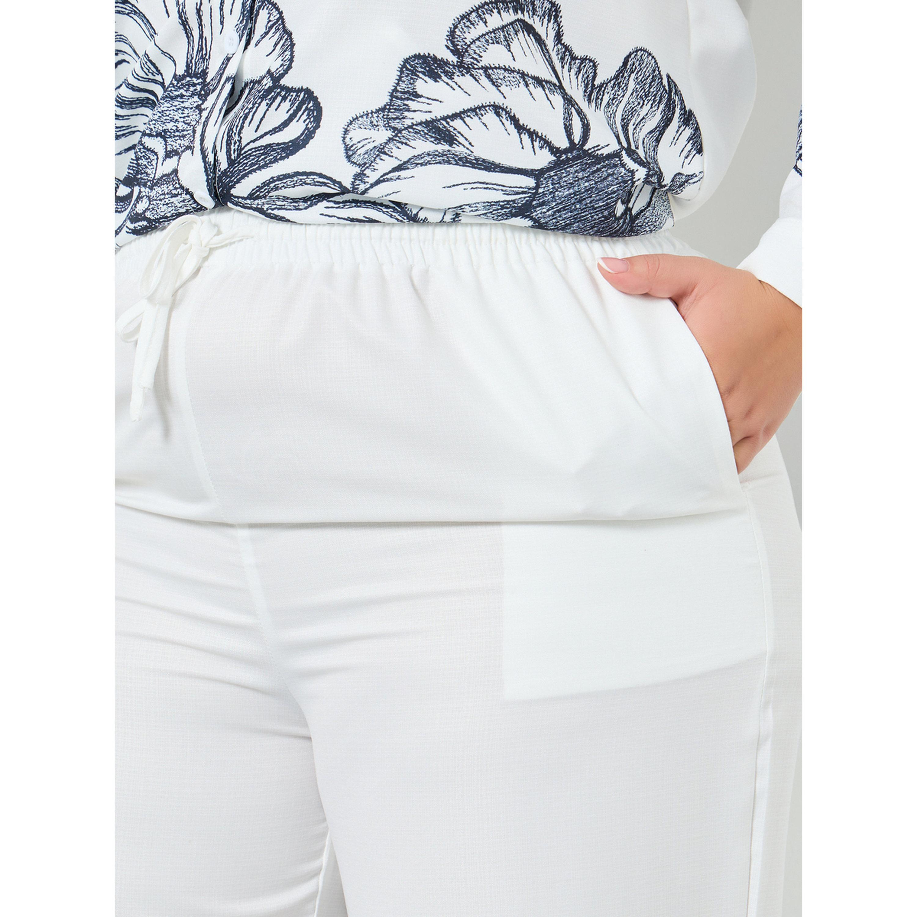 بنطال بأرجل واسعة بطبعة زهور مقاس كبير-women-clothing-bottoms-joggers-image-3