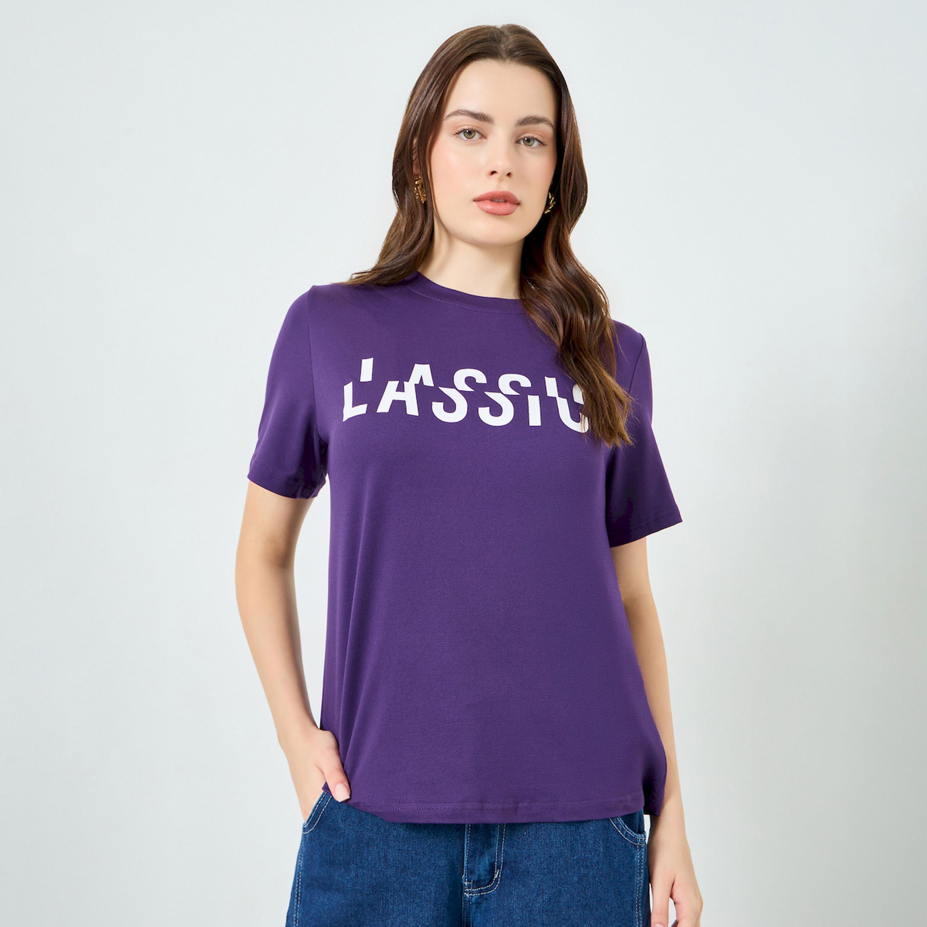 تيشيرت بطبعة شعار وقصة عادية-women-clothing-tshirts-image-1