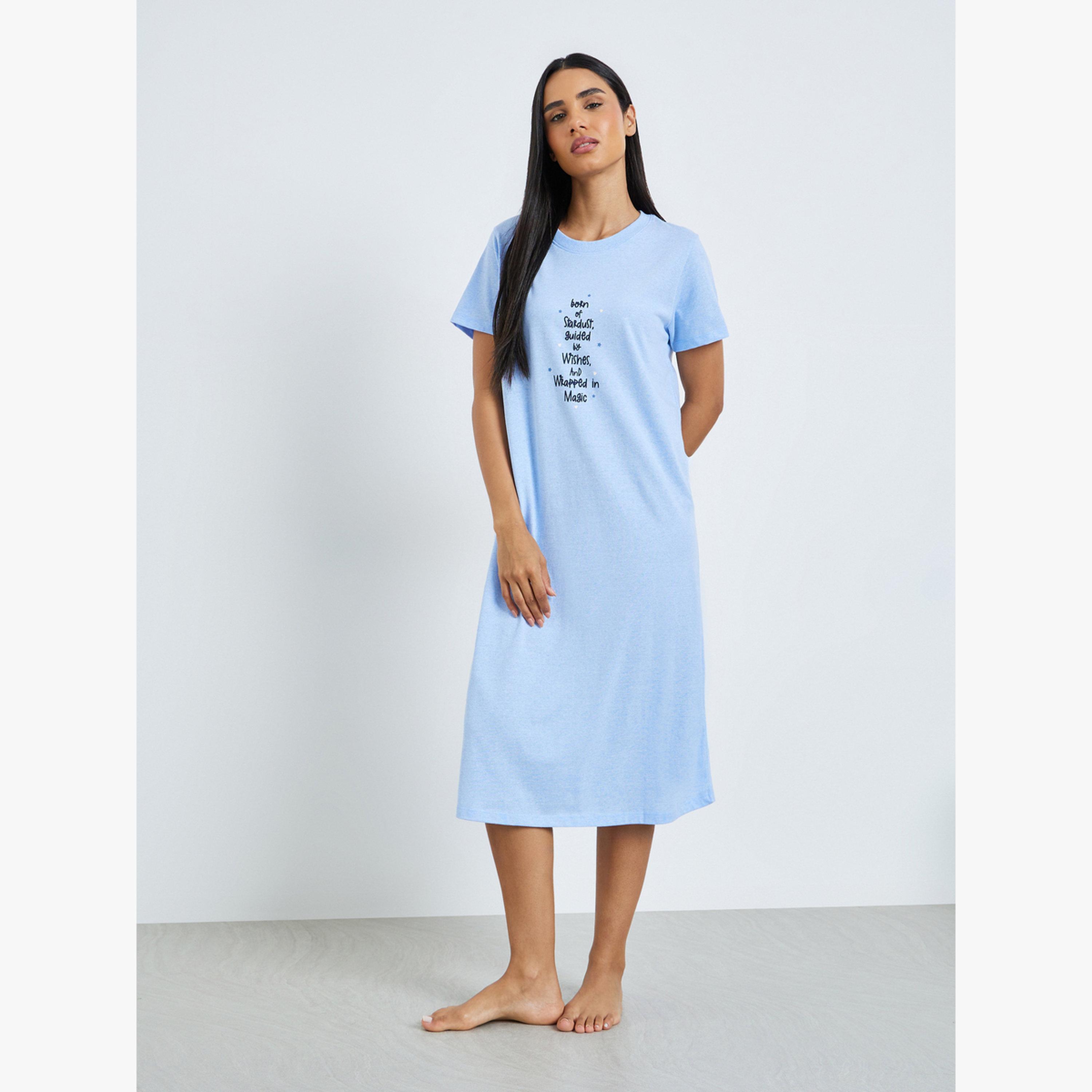 حزمة من 2 تيشيرت نوم مطبع بنمط كوكبة وشعار-women-clothing-nightwear-nighties-image-5