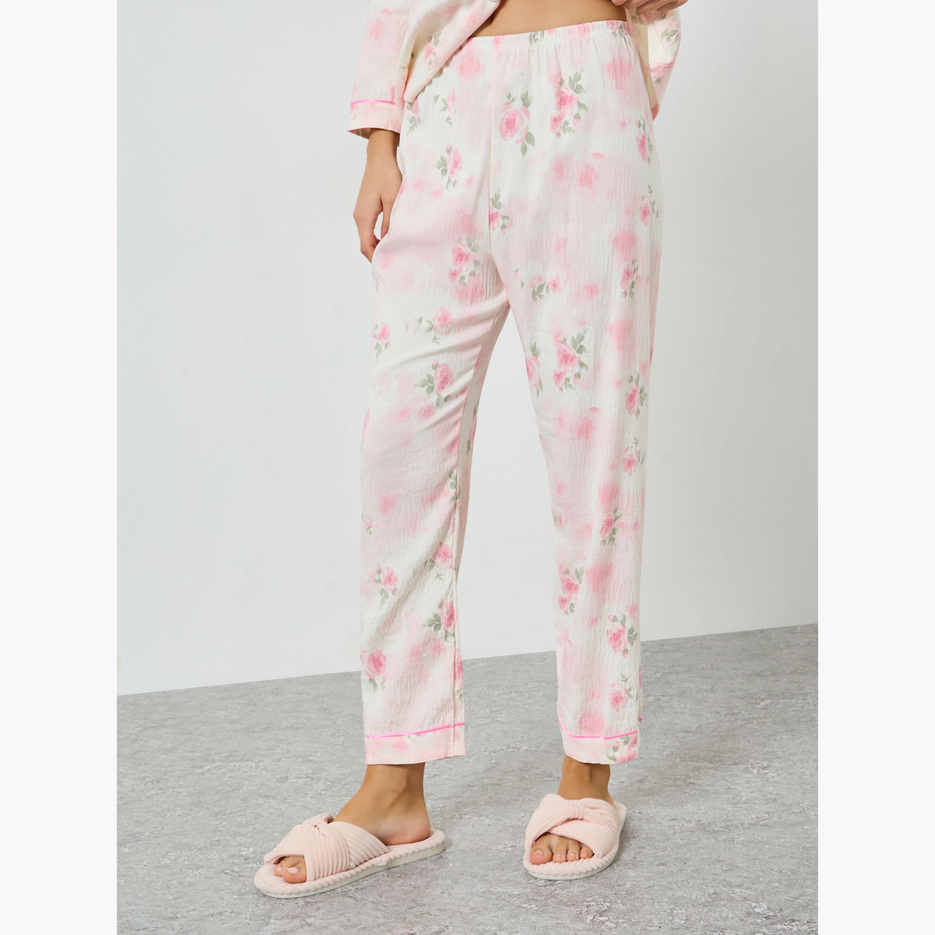 مجموعة من بيجاما وقميص بطبعة زهور وأكمام طويلة-women-clothing-nightwear-pyjamas-longsets-image-5