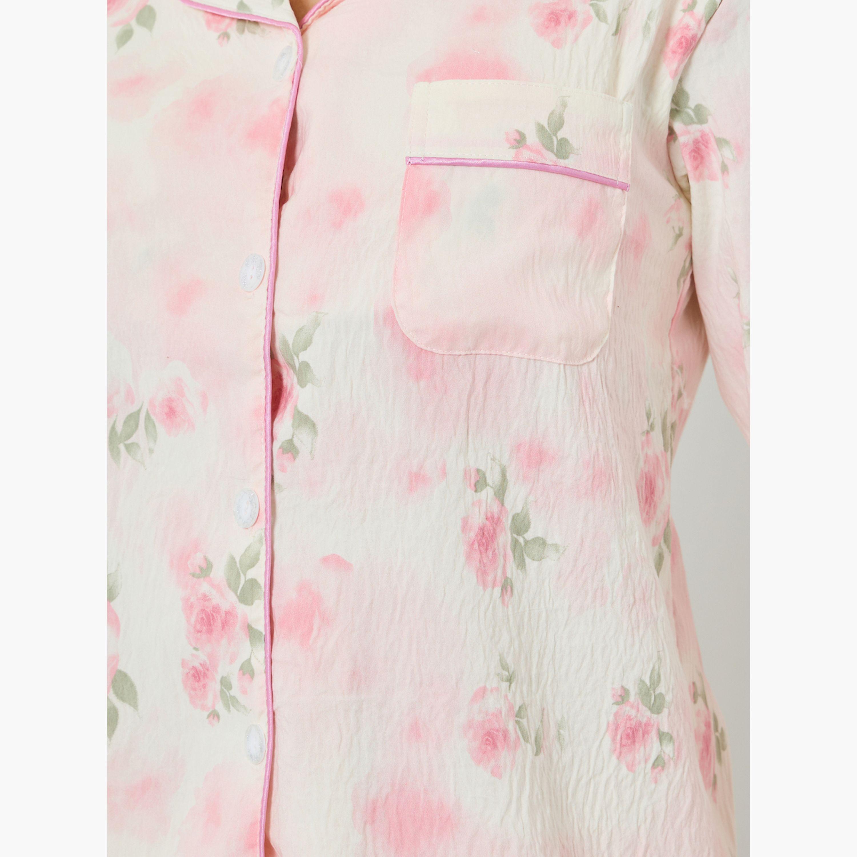 Styli Floral Print Long Sleeve Shirt and Pyjama Set-women-clothing-nightwear-pyjamas-longsets-image-6