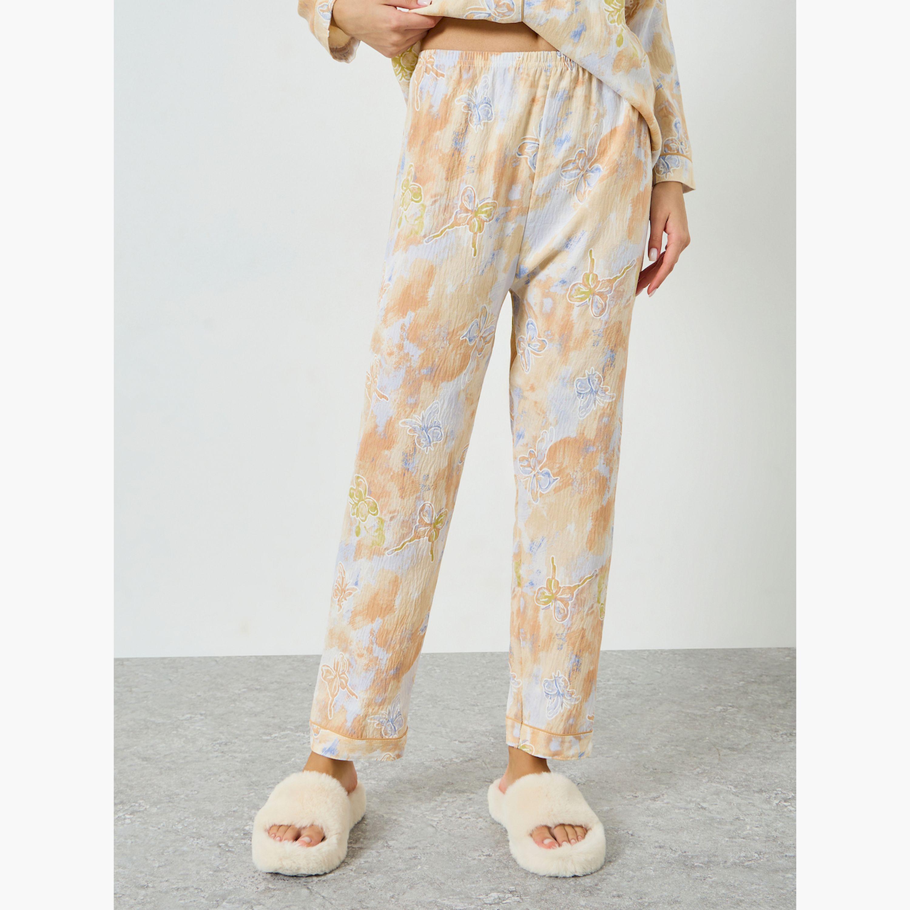 مجموعة من بيجاما وقميص بطبعة فراشات وأكمام طويلة-women-clothing-nightwear-pyjamas-longsets-image-5