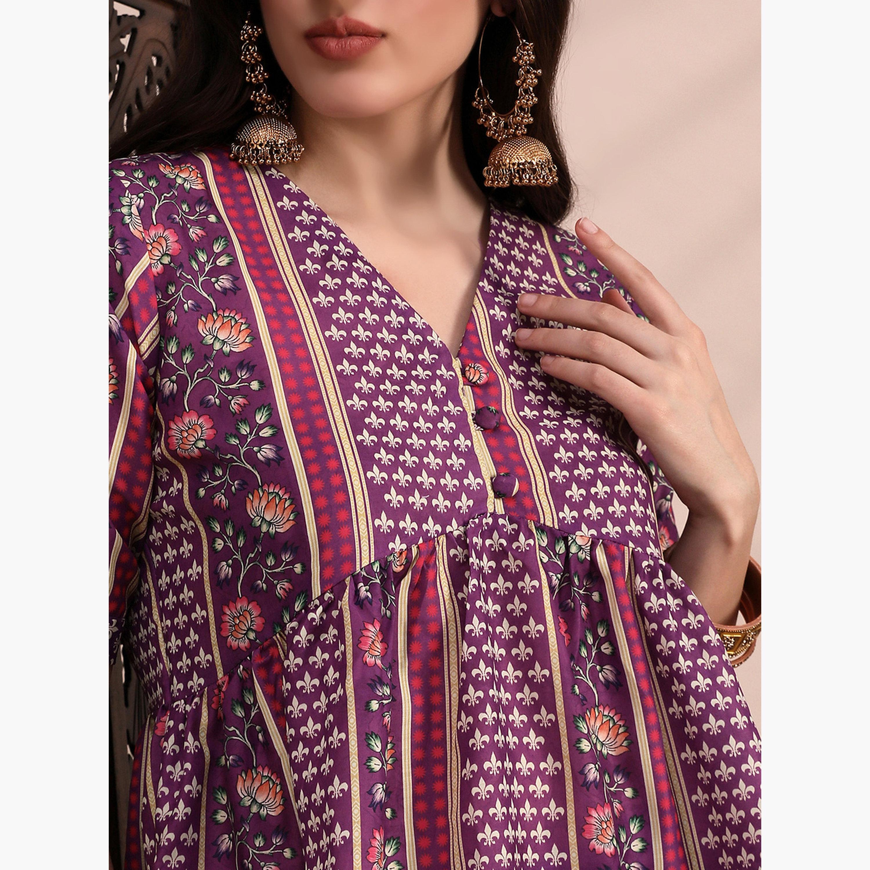 طقم منسق من تونيك وبنطال واسع الأرجل بطبعة عرقية-women-clothing-coordsets-image-4