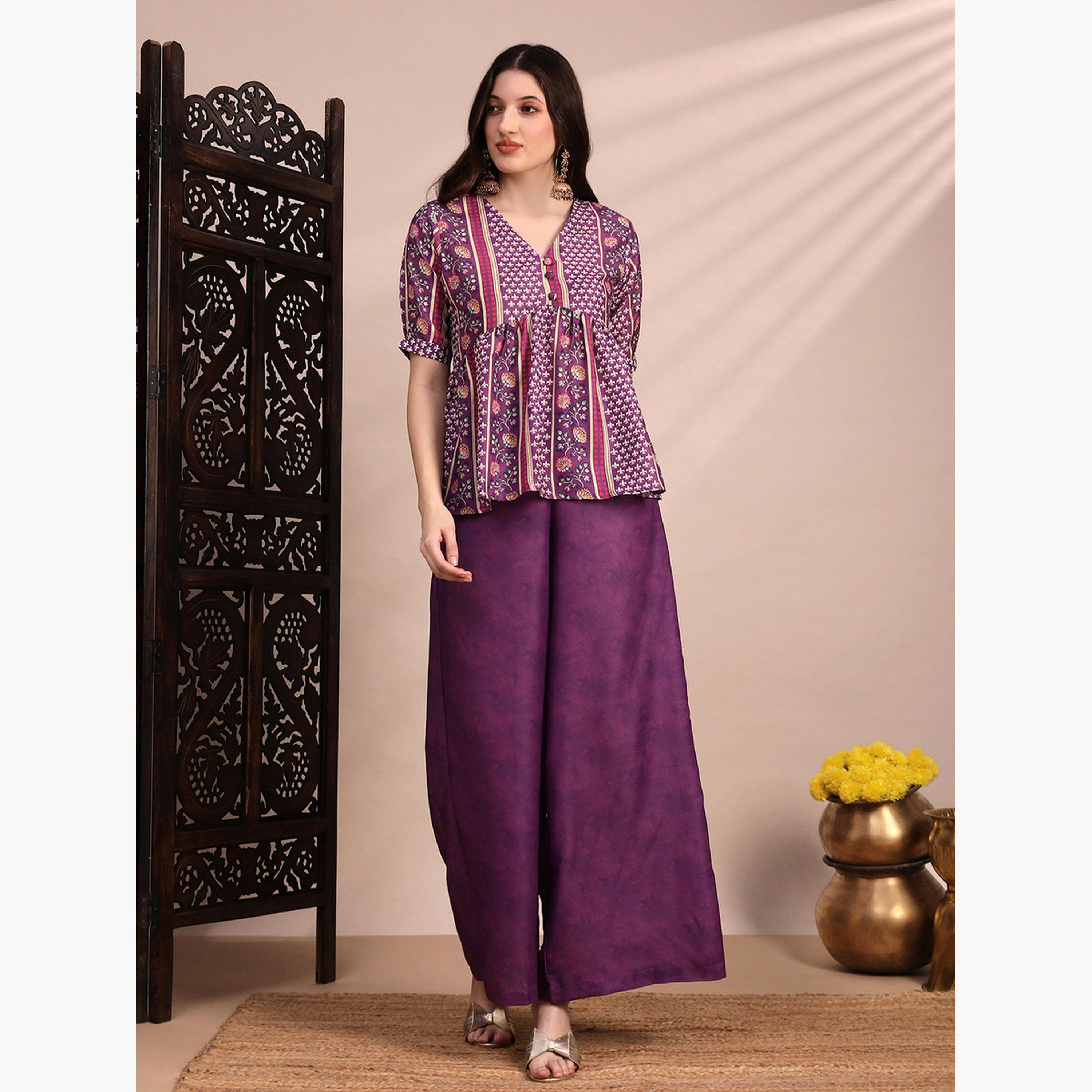 طقم منسق من تونيك وبنطال واسع الأرجل بطبعة عرقية-women-clothing-coordsets-image-6