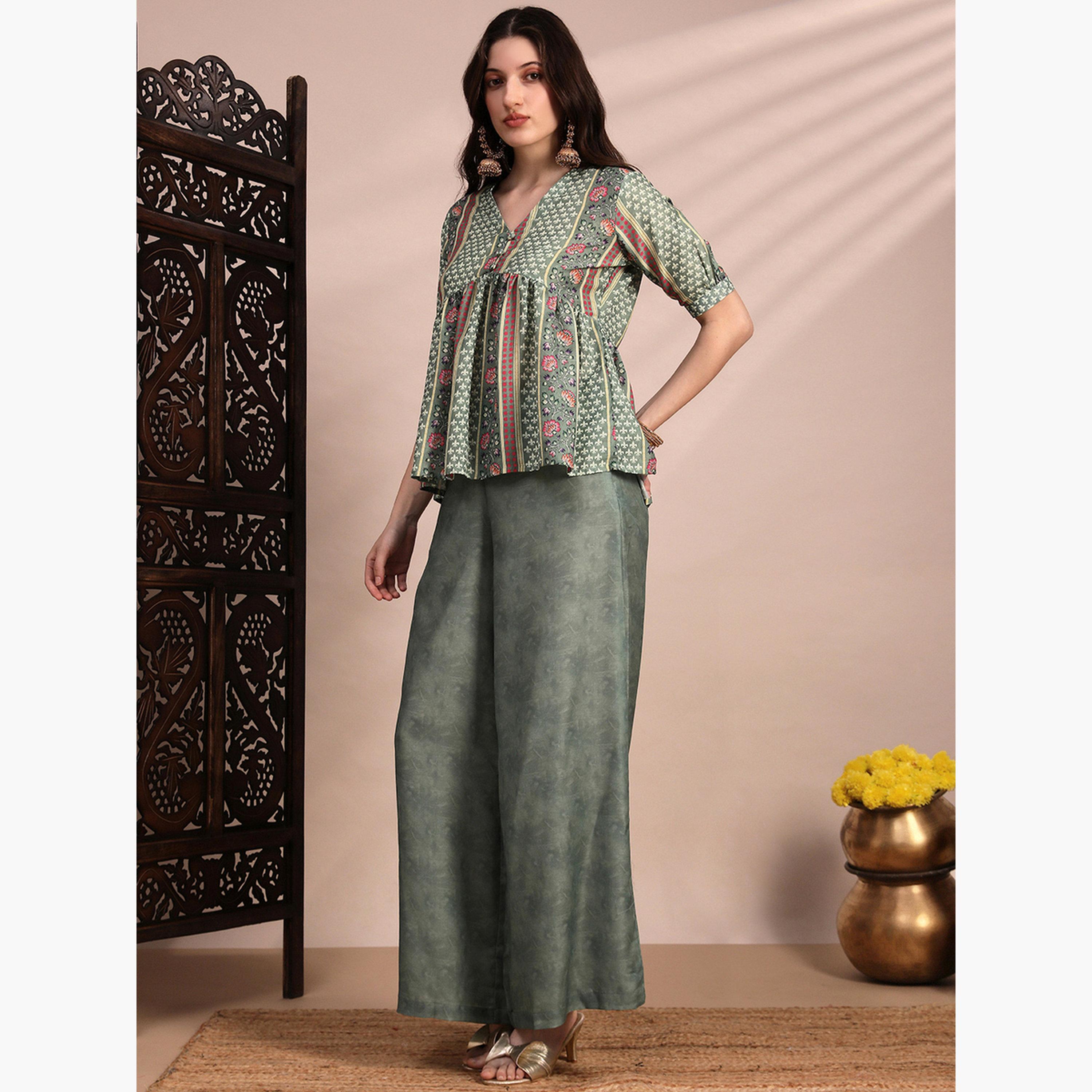 طقم منسق من تونيك وبنطال واسع الأرجل بطبعة عرقية-women-clothing-coordsets-image-2
