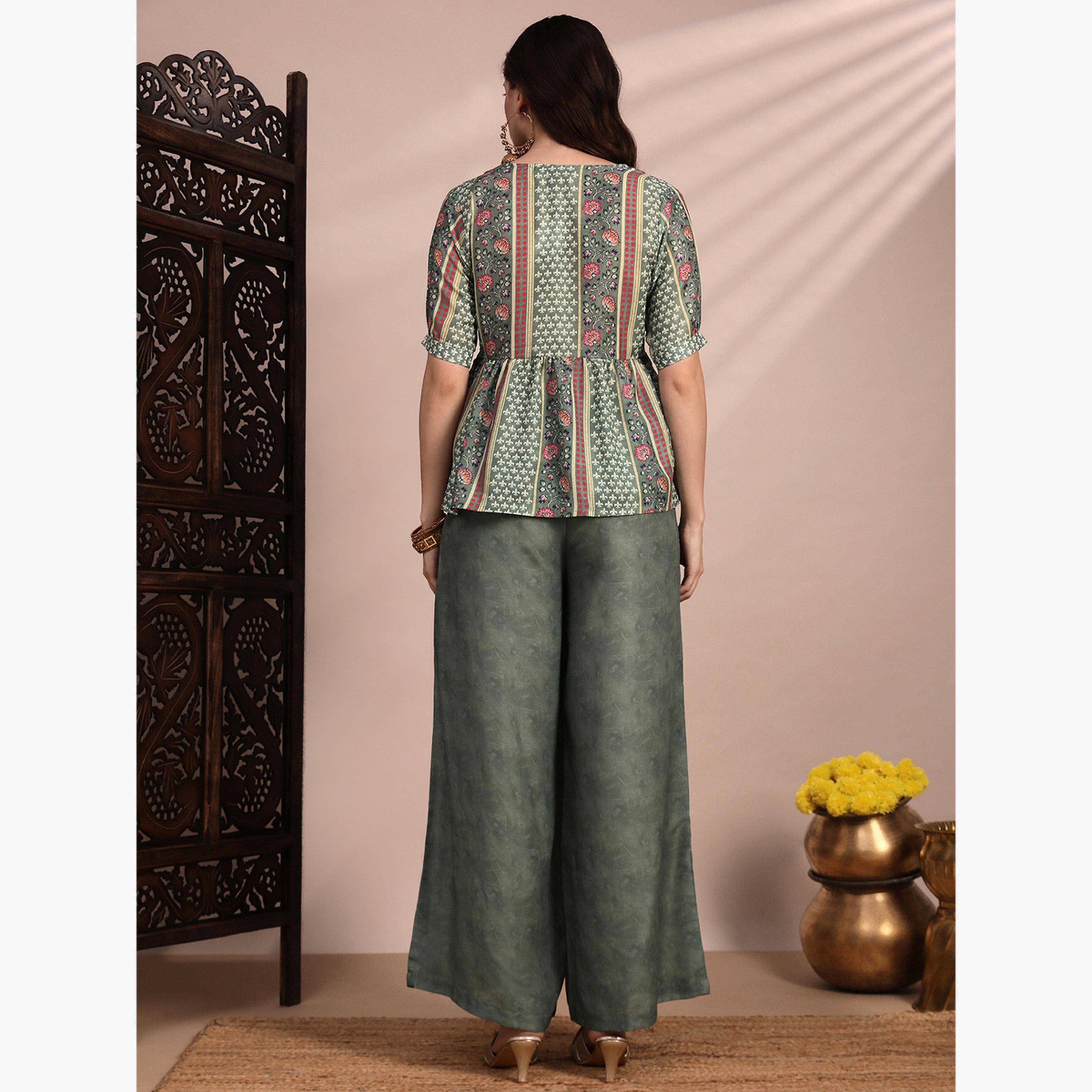 طقم منسق من تونيك وبنطال واسع الأرجل بطبعة عرقية-women-clothing-coordsets-image-3