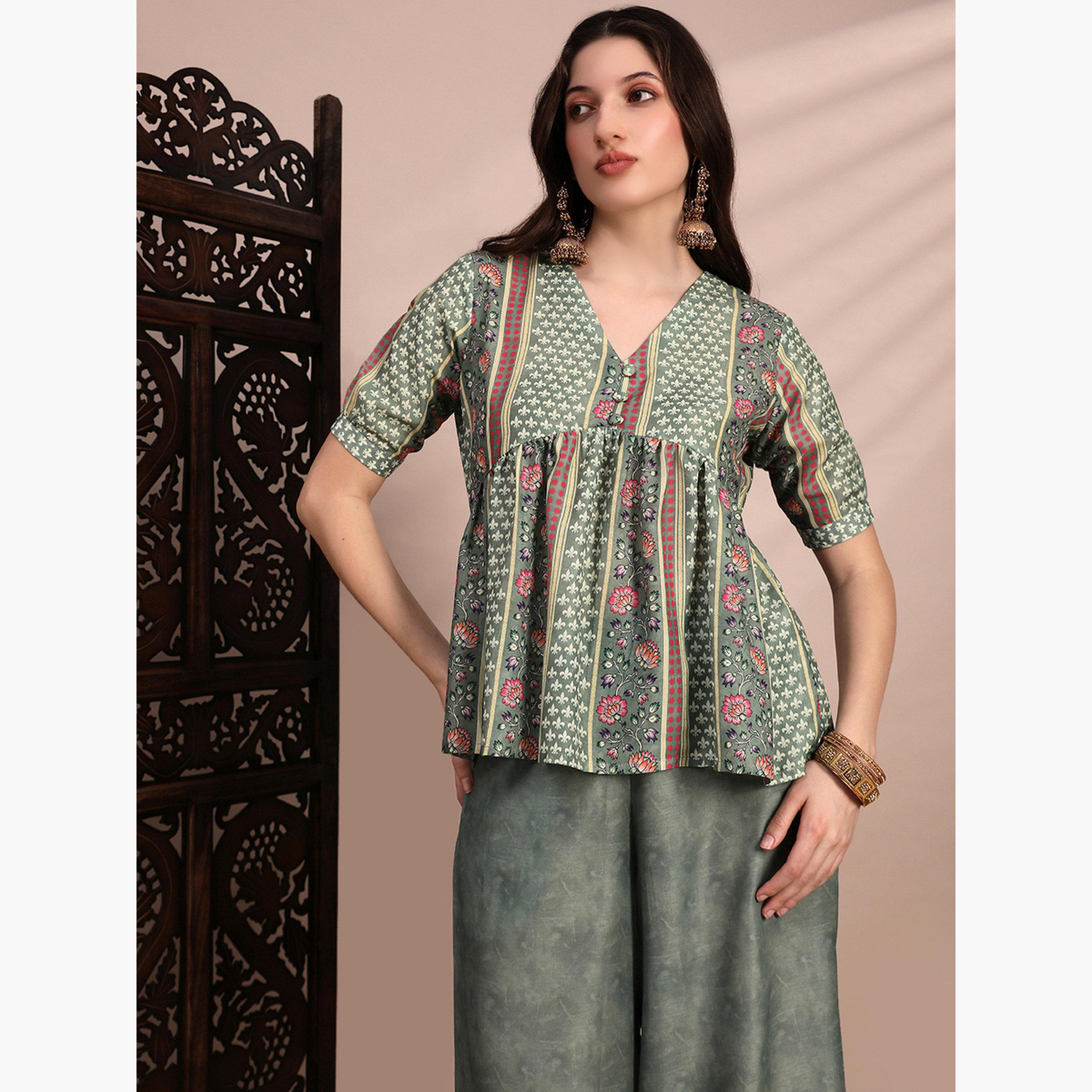 طقم منسق من تونيك وبنطال واسع الأرجل بطبعة عرقية-women-clothing-coordsets-image-6