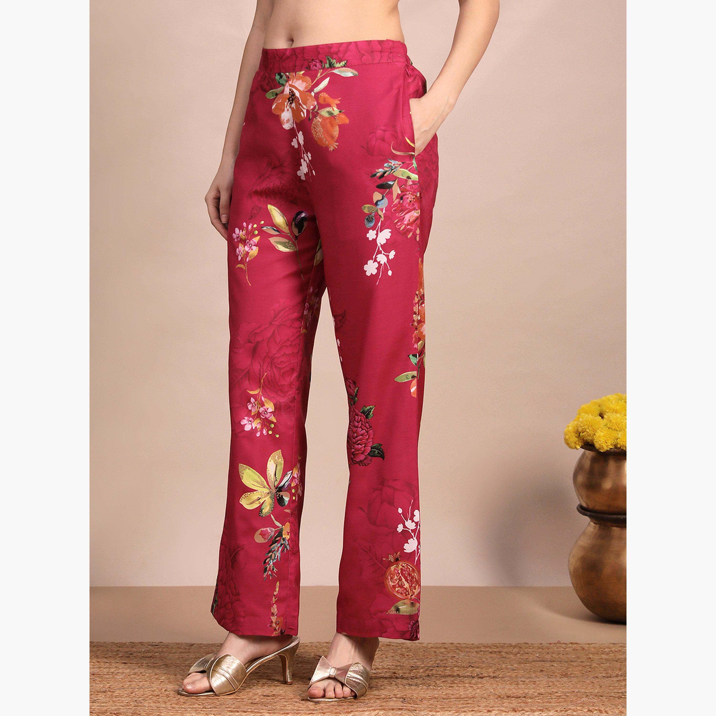 Globus X Styli Women Pink Floral Collared Shirt and Trousers Co-Ords-women-clothing-coordsets-image-6