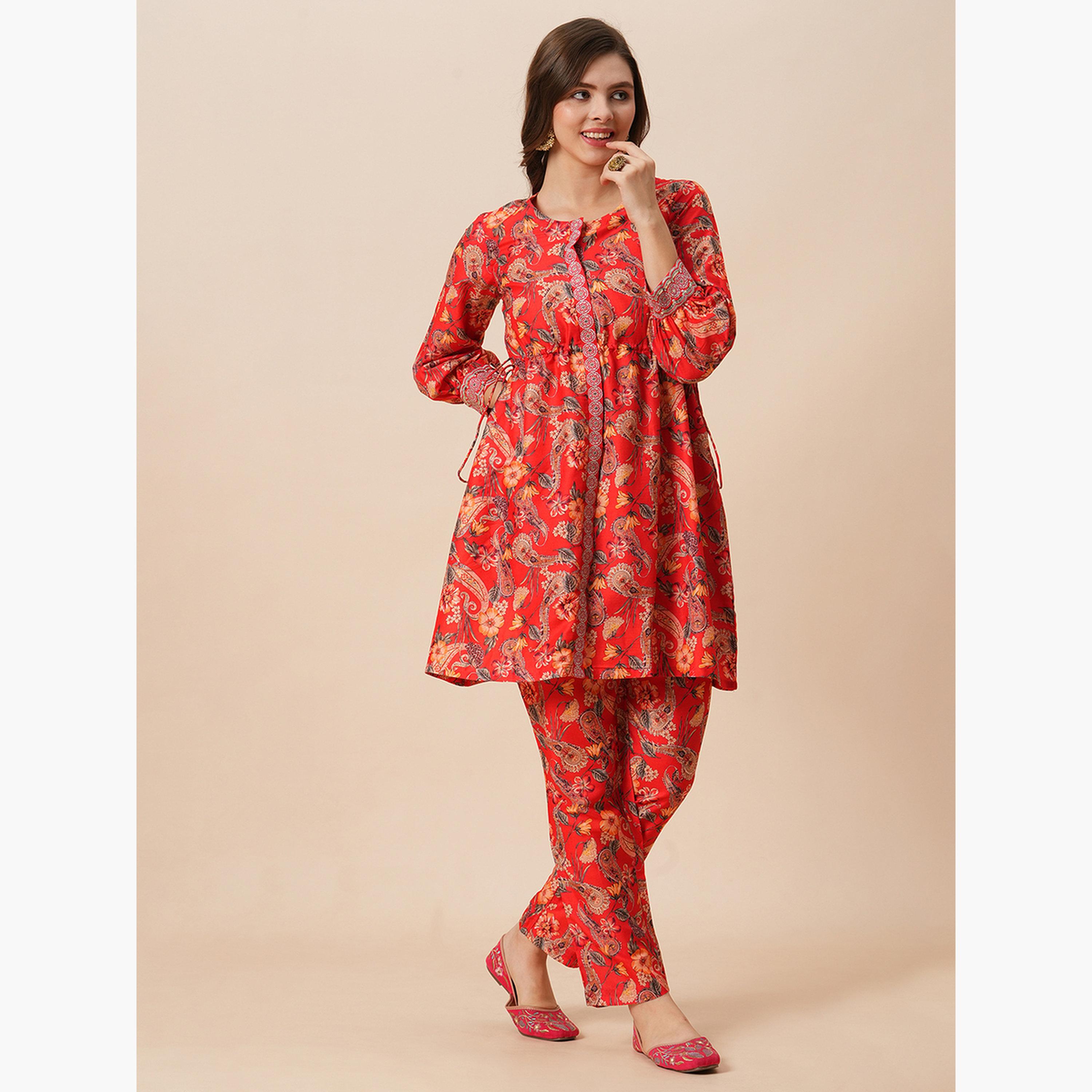 Globus X Styli Women Floral Print Tunic and Pants Fusion Co-Ords-women-clothing-coordsets-image-2