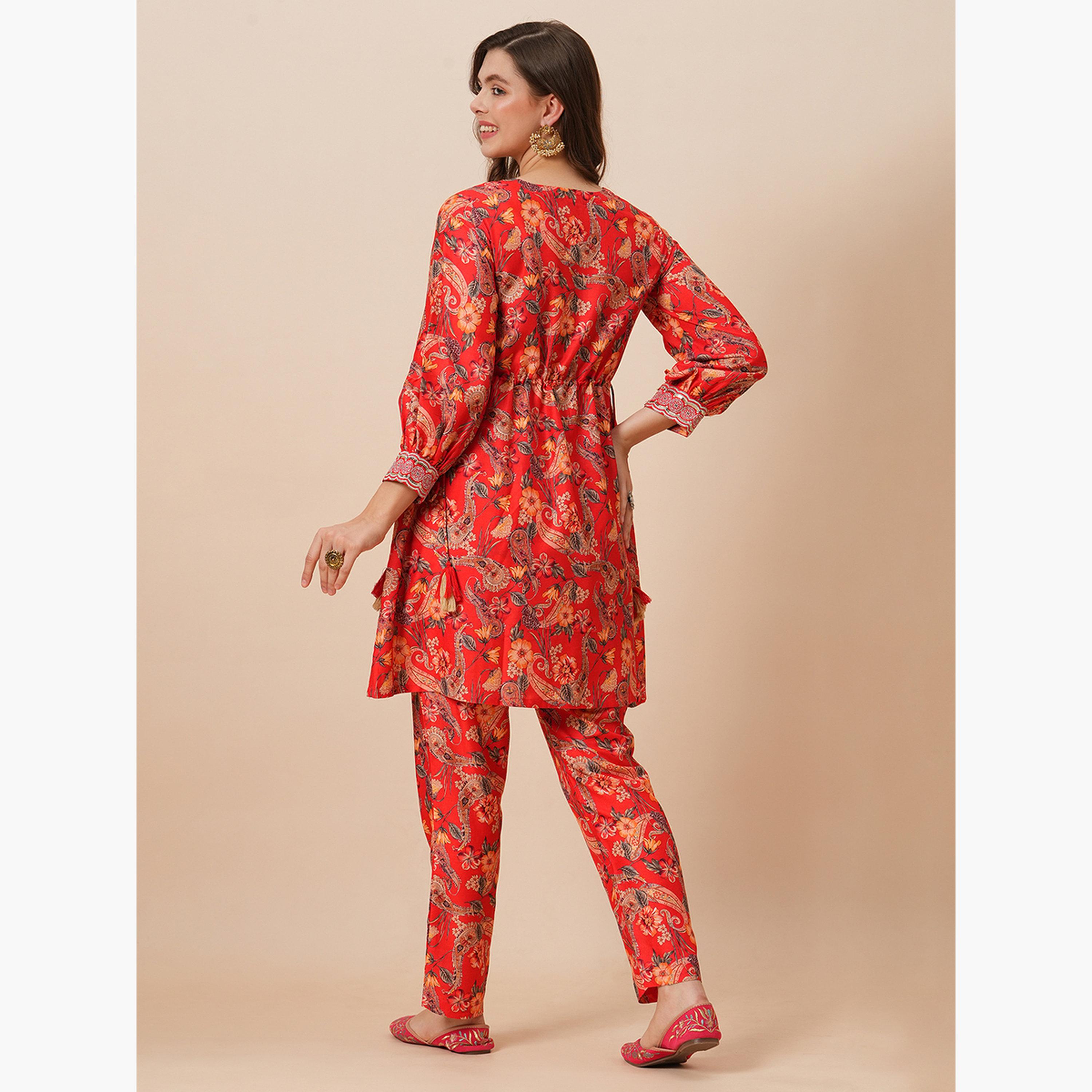 Globus X Styli Women Floral Print Tunic and Pants Fusion Co-Ords-women-clothing-coordsets-image-3