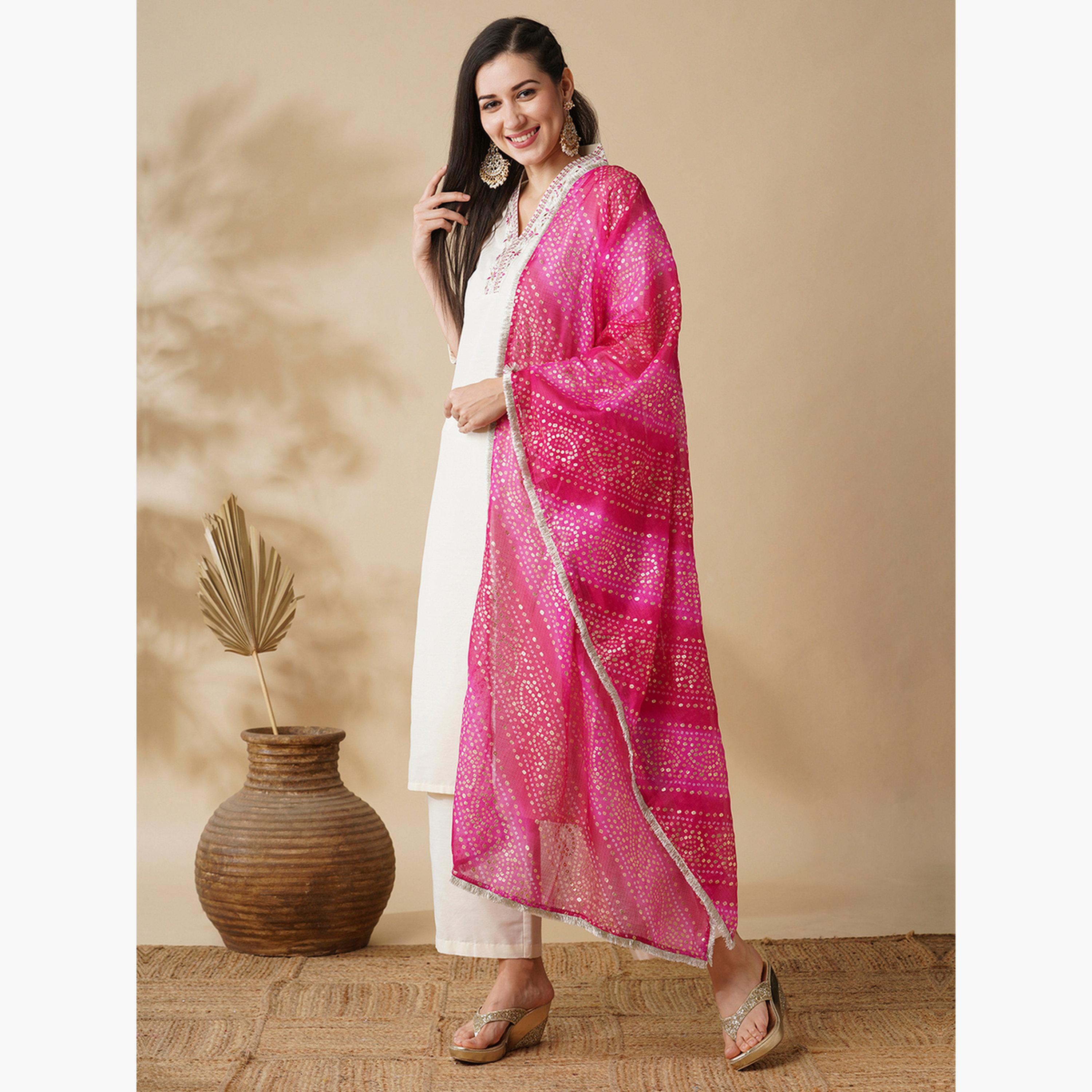 طقم كورتا مستقيمة مطرزة مع بنطال ودوباتا للنساء-women-clothing-ethnicwear-kurtasets-image-2