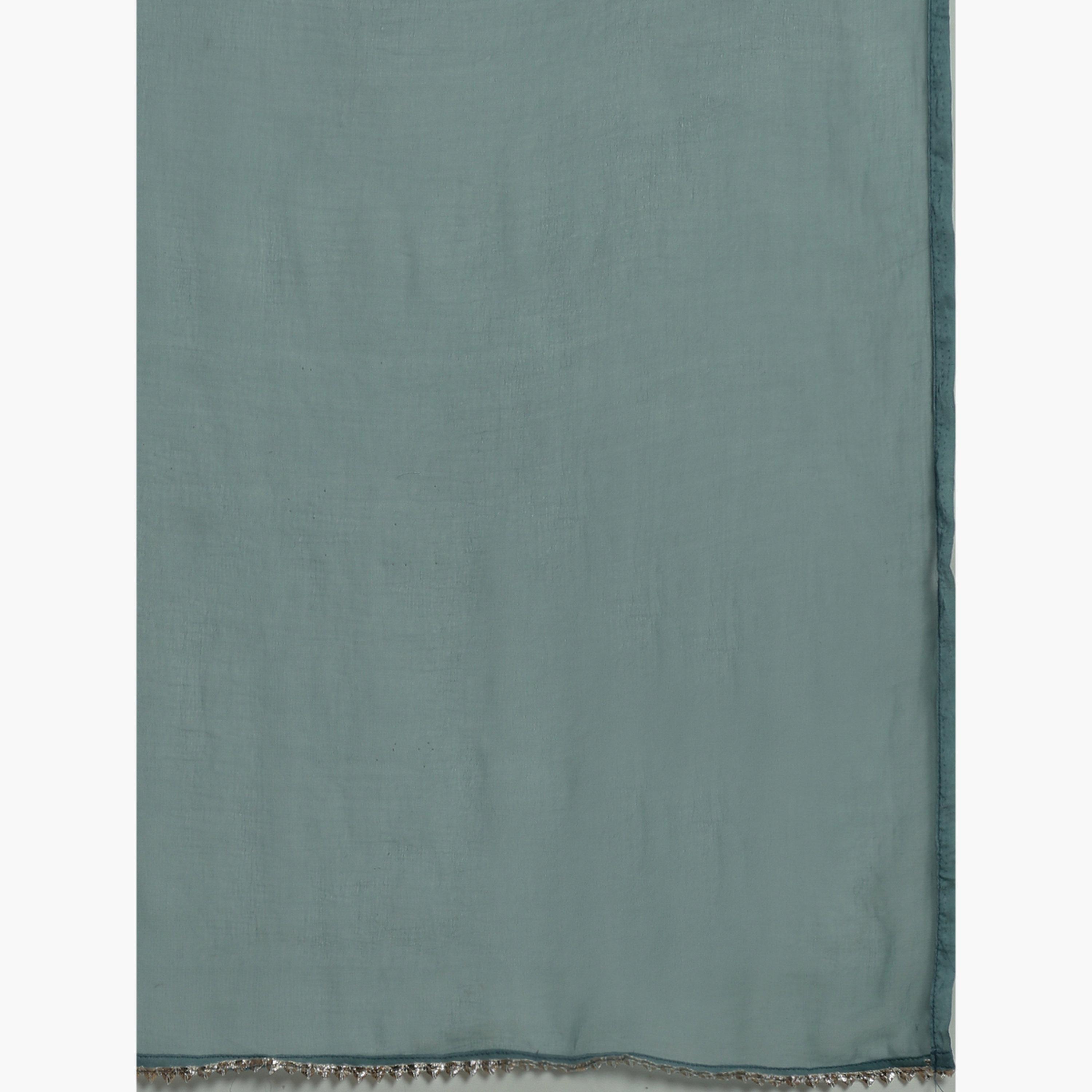 طقم كورتا مطرزة مع بنطال واسع ودوباتا للنساء-women-clothing-ethnicwear-kurtasets-image-4