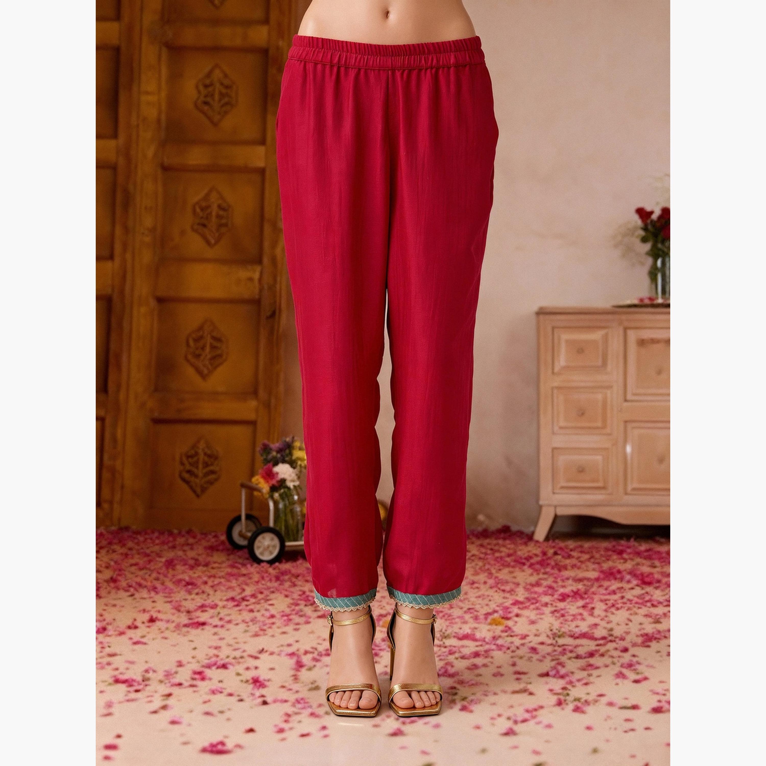 طقم كورتا مستقيمة مطرزة مع بنطال واسع ودوباتا للنساء-women-clothing-ethnicwear-kurtasets-image-5